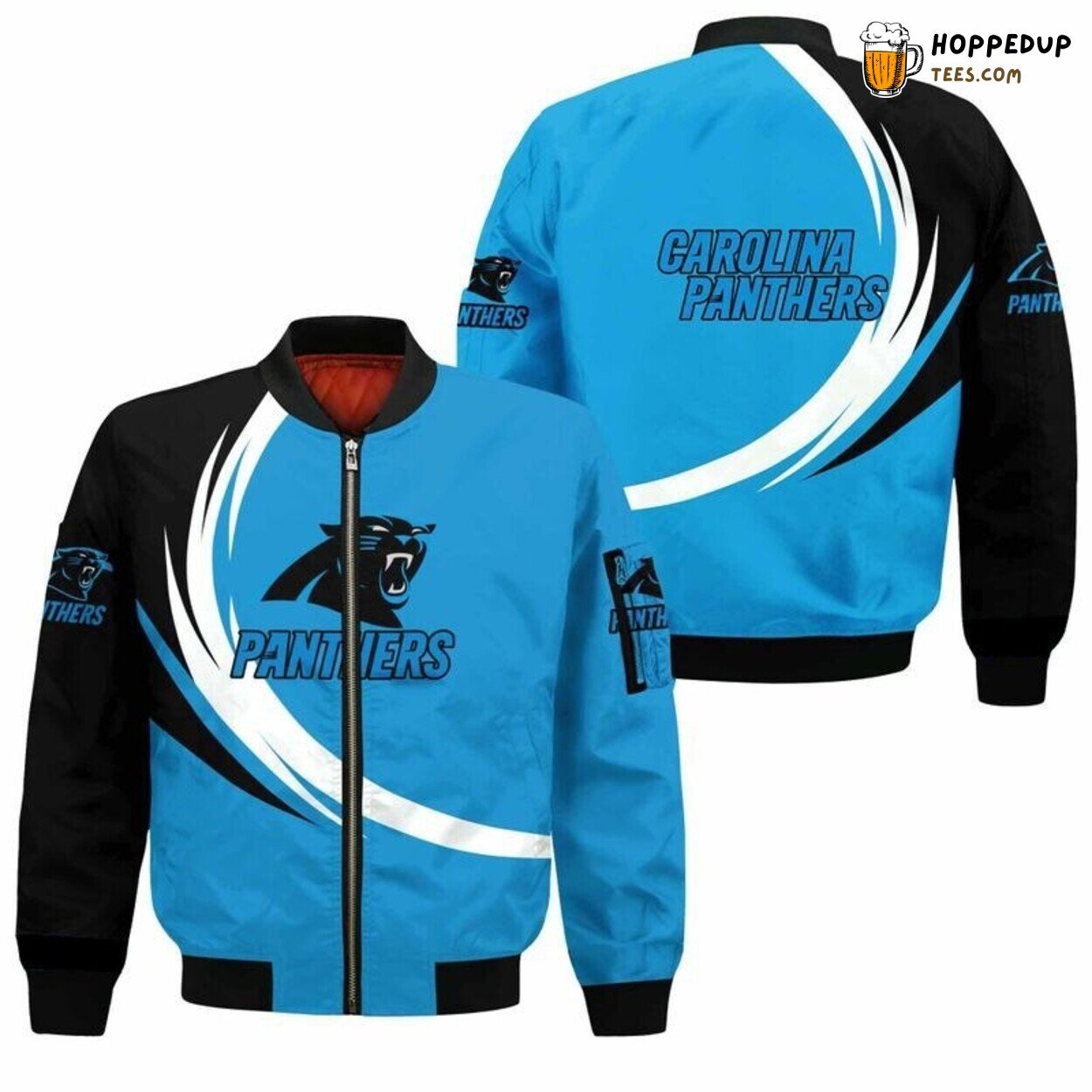 Carolina Panthers Curved Graphic Bomber Jacket Authentic Fans Edition Choice