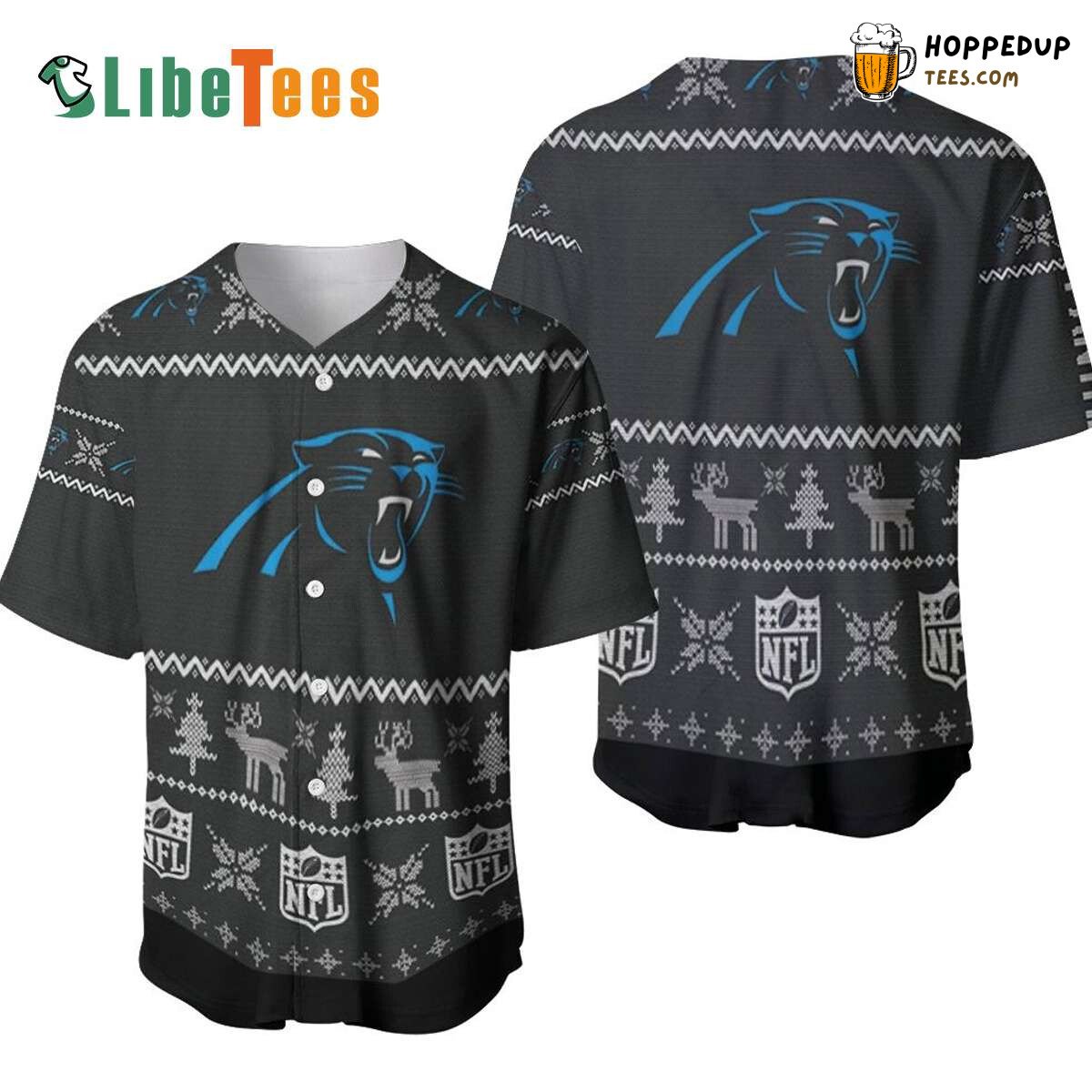 Carolina Panthers Festive Christmas Pattern Baseball Jersey Gift