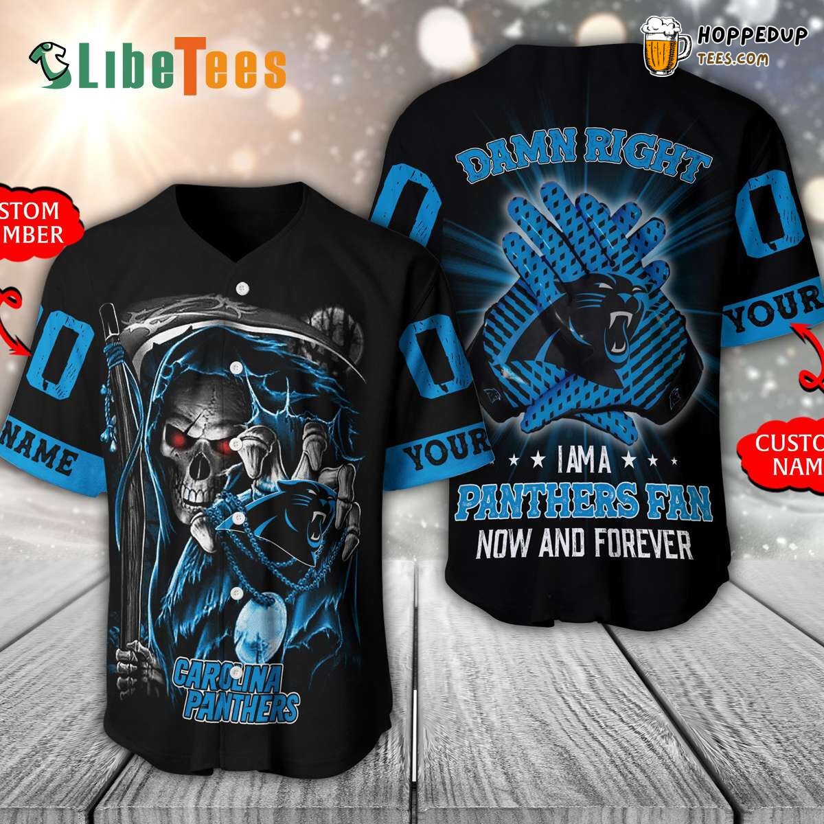Carolina Panthers Jersey Grim Reaper Theme Damn Right Design