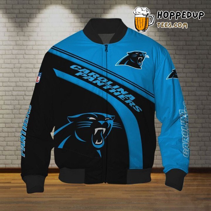 Carolina Panthers NFL Bomber Jacket Blue Black Sleek Edition