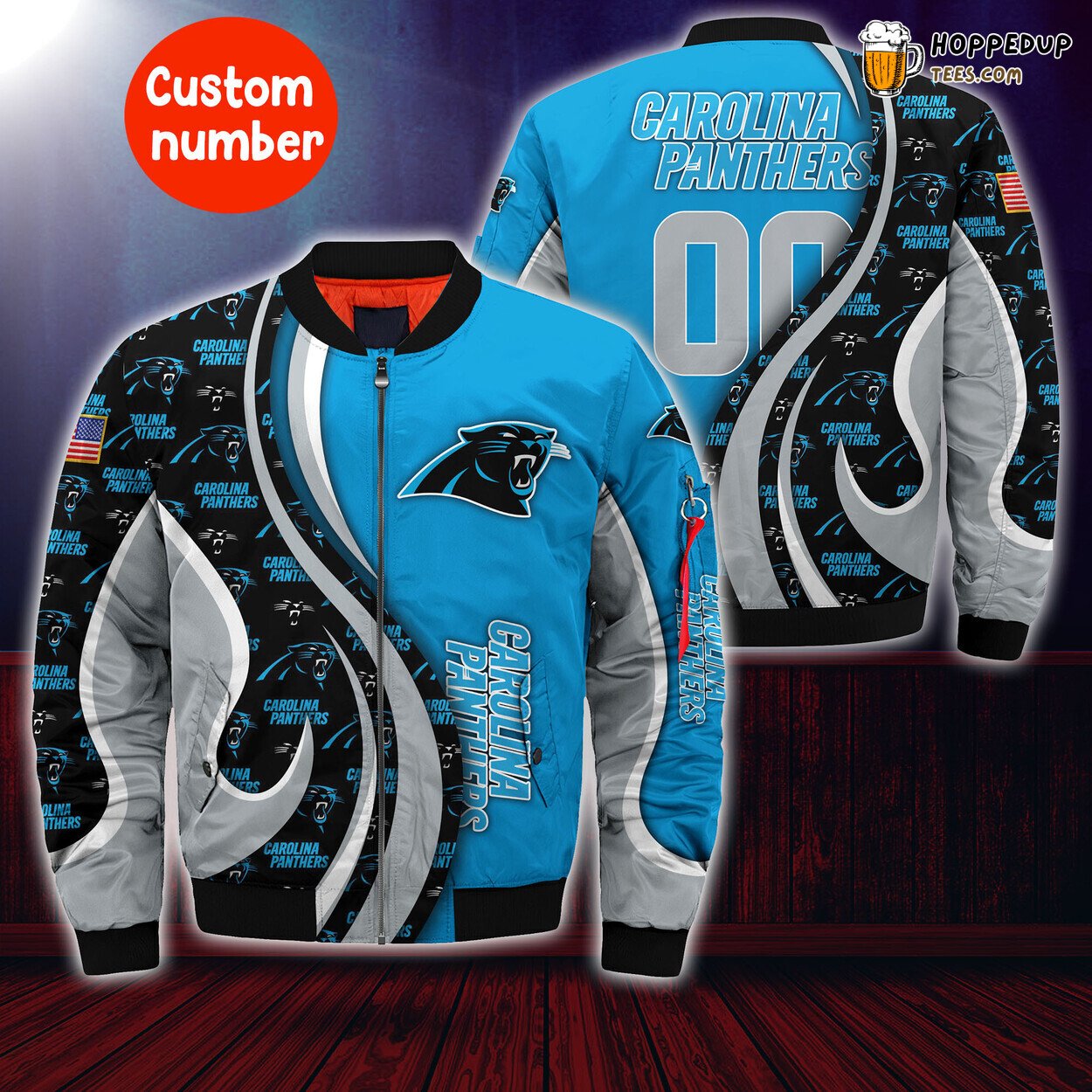 Carolina Panthers NFL Bomber Jacket Custom Number Trending Sporty Edition