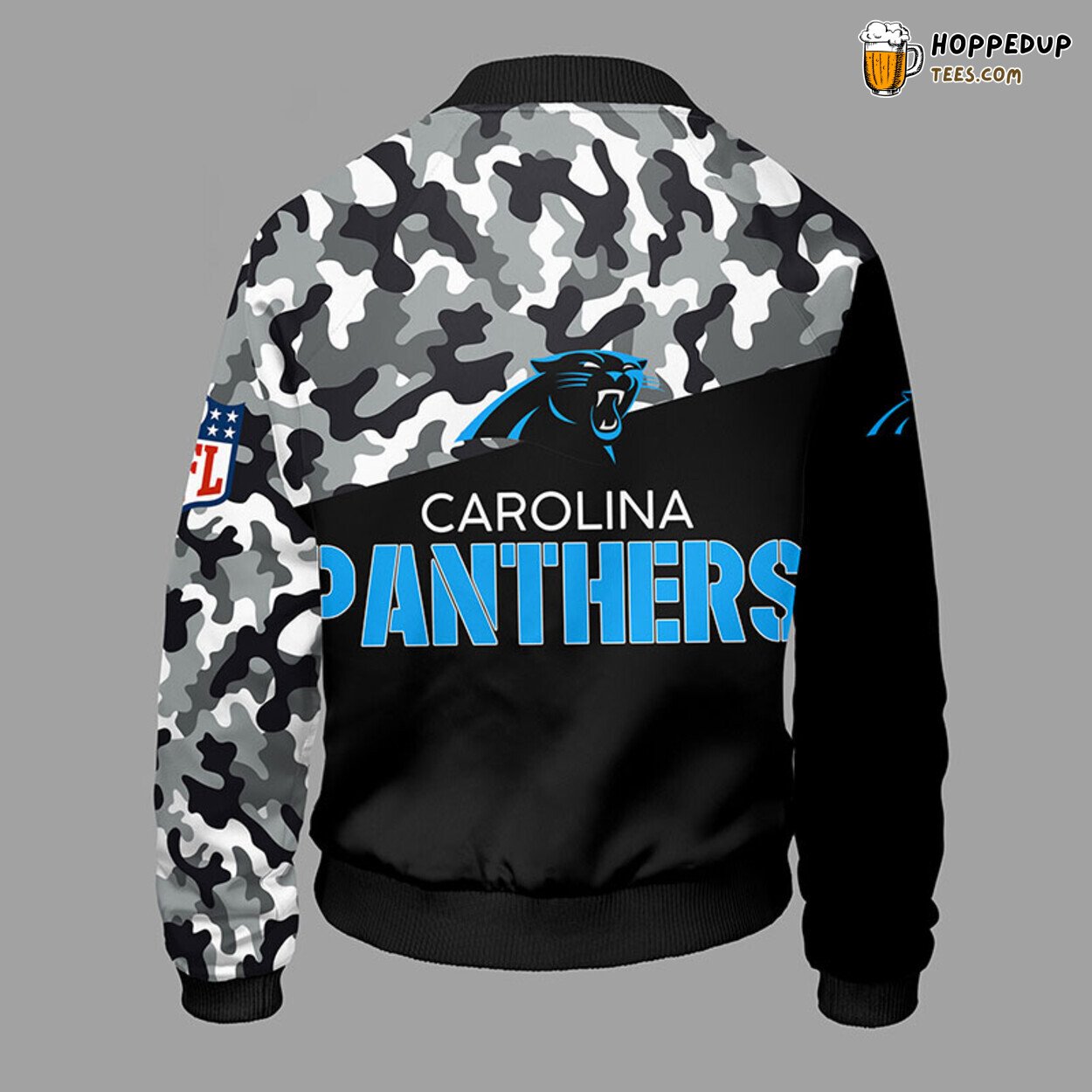 Carolina Panthers NFL Camouflage Blue Bomber Jacket Distinct Theme