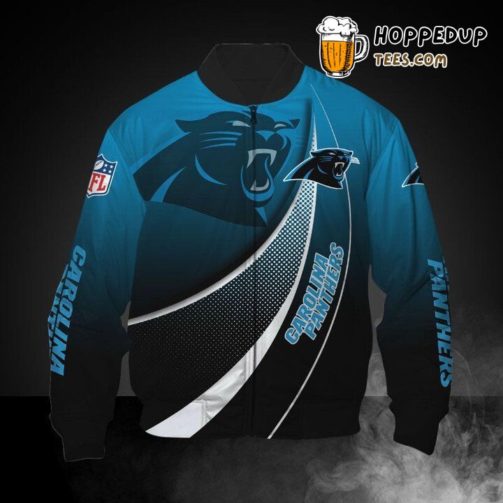 Carolina Panthers NFL Sleek Blue Black Bomber Jacket Sportswear