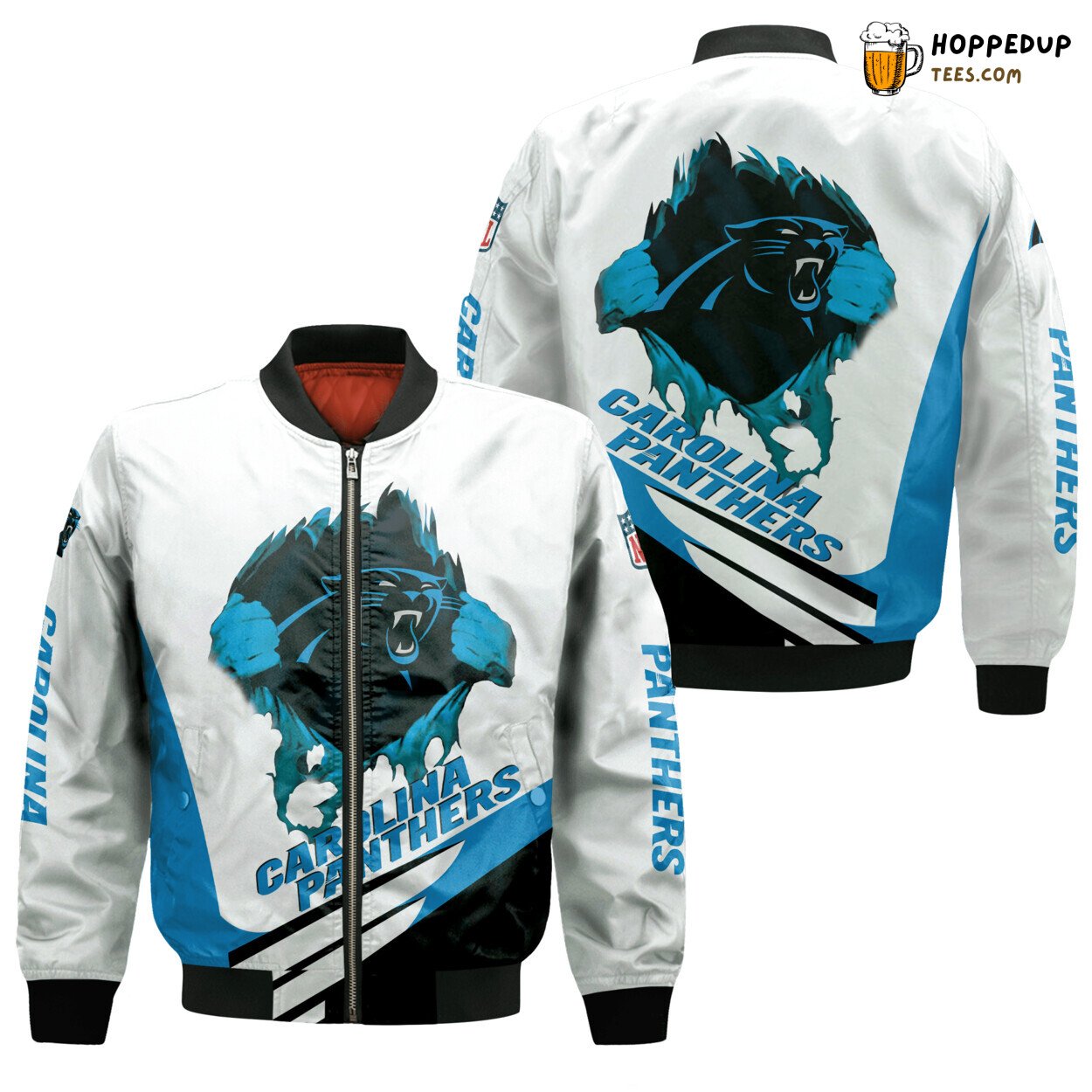 Carolina Panthers NFL White Blue Modern Bomber Jacket Edition