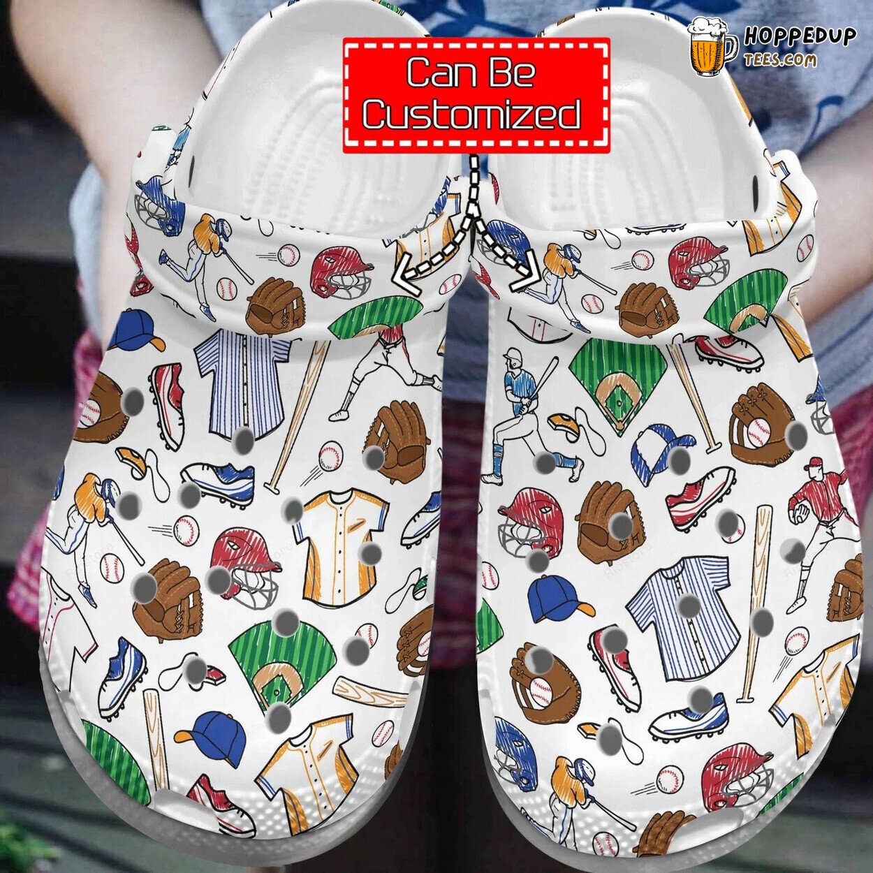 Cartoon Baseball Ball Cap Batter Custom Design Comfortable Clogs Shoes