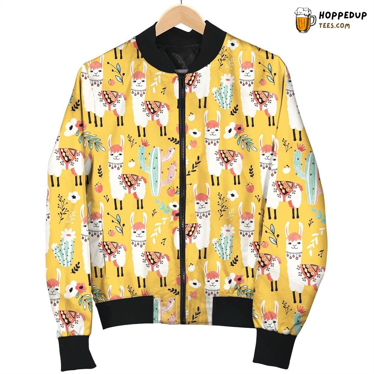 Cartoon Bohemian Llama Bomber Jacket