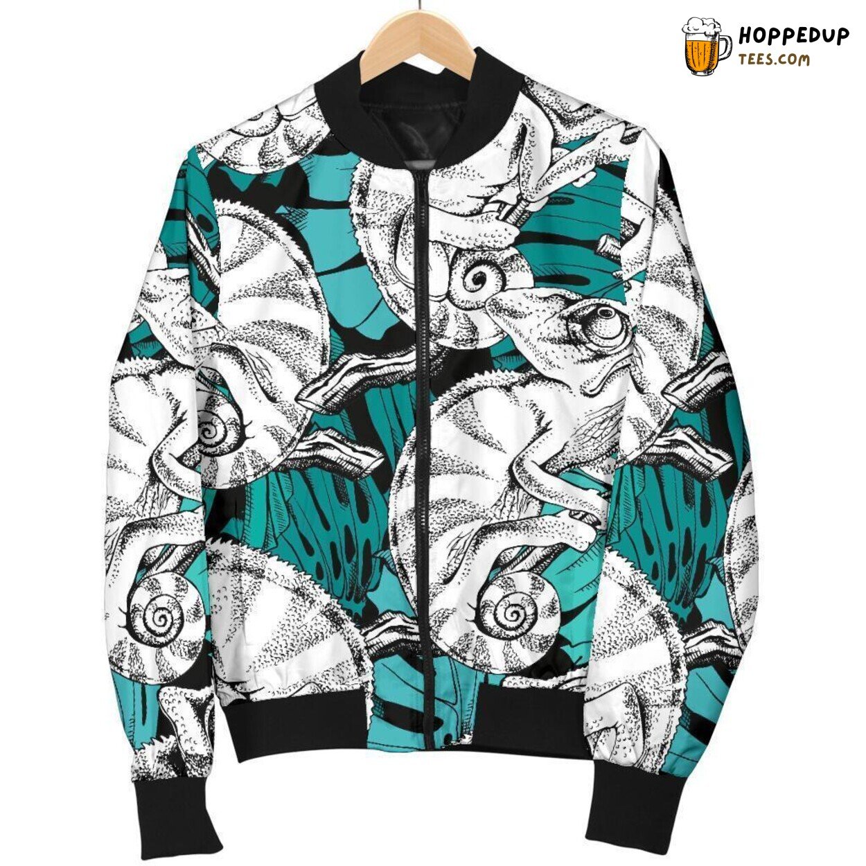Cartoon Chameleon Delight Men’s Bomber Jacket Unique Pattern Essence Art