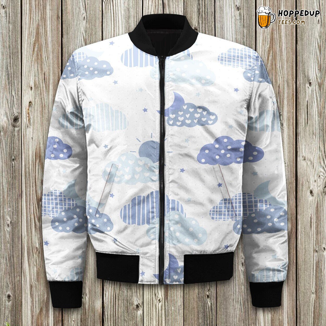 Cartoon Clouds Sky Bomber Jacket