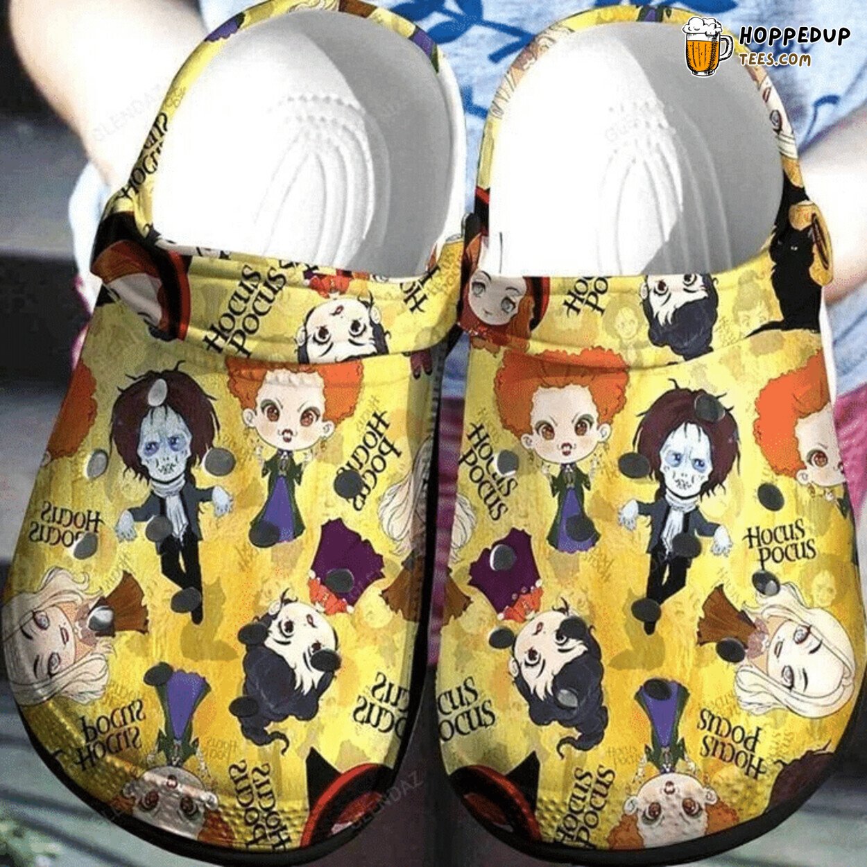 Cartoon Hocus Pocus Witches Yellow Theme Comfortable Unique Clogs