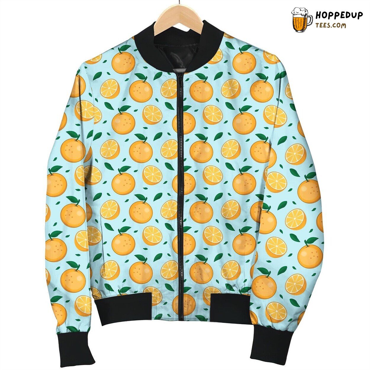 Cartoon Orange On Mint Background Bomber Jacket