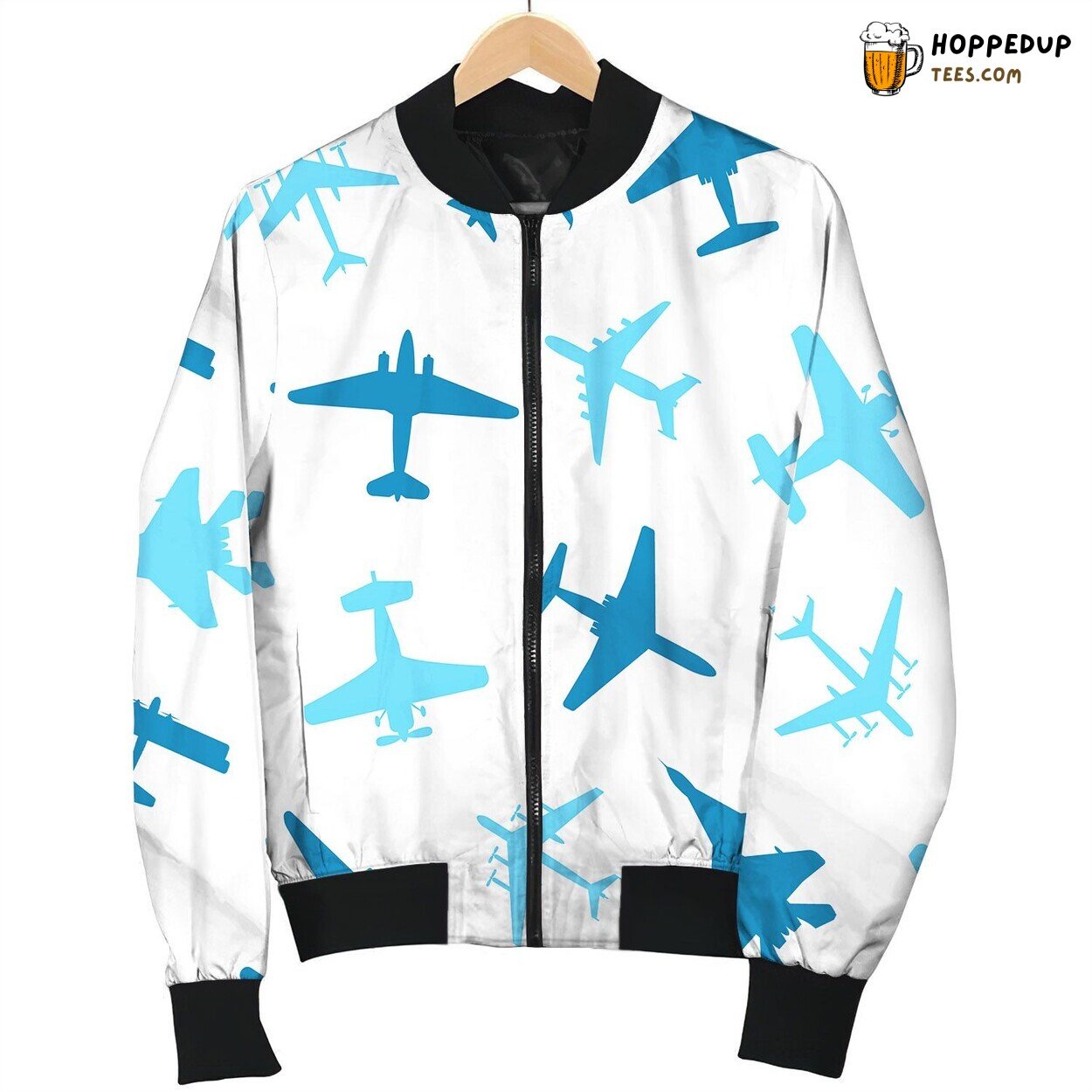 Cartoon Silhouette Airplane Bomber Jacket