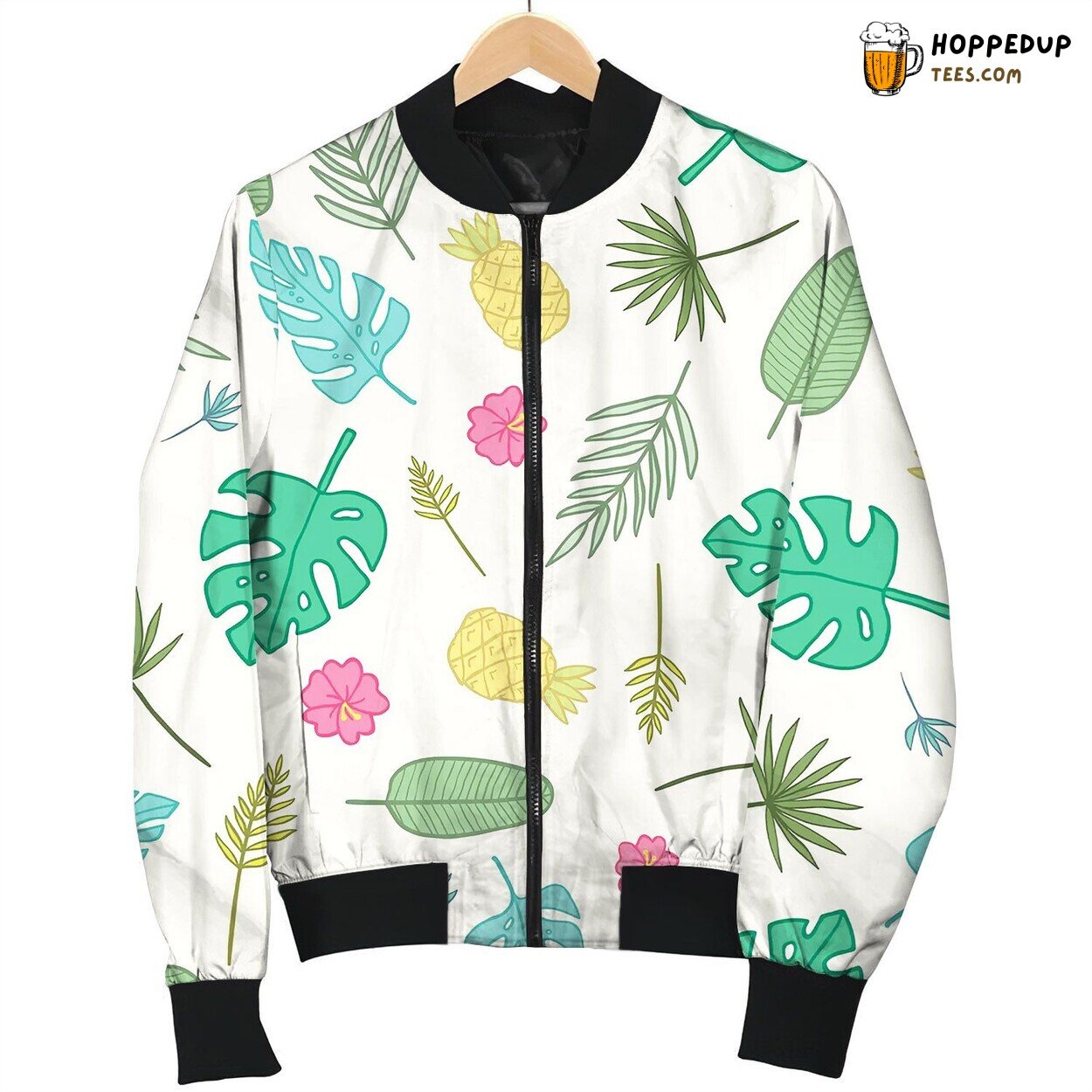 Cartoon Tropical Pattern Bomber Jacket