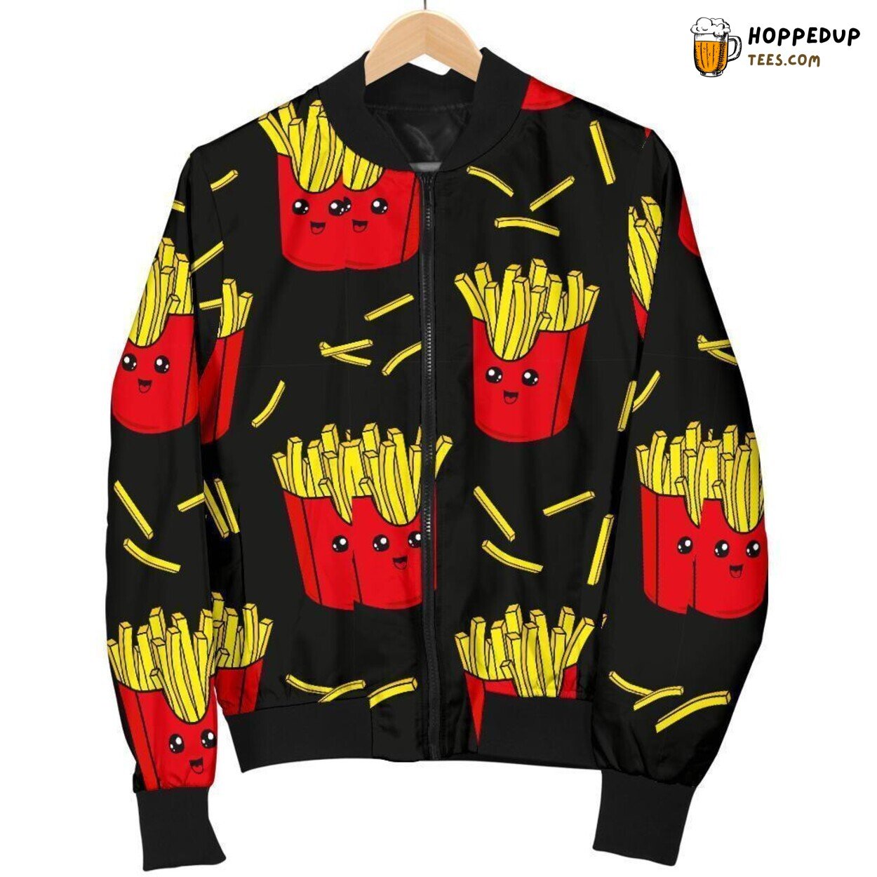 Cartoonish French Fries Fun Men’s Bomber Jacket Unique Pattern Design Display
