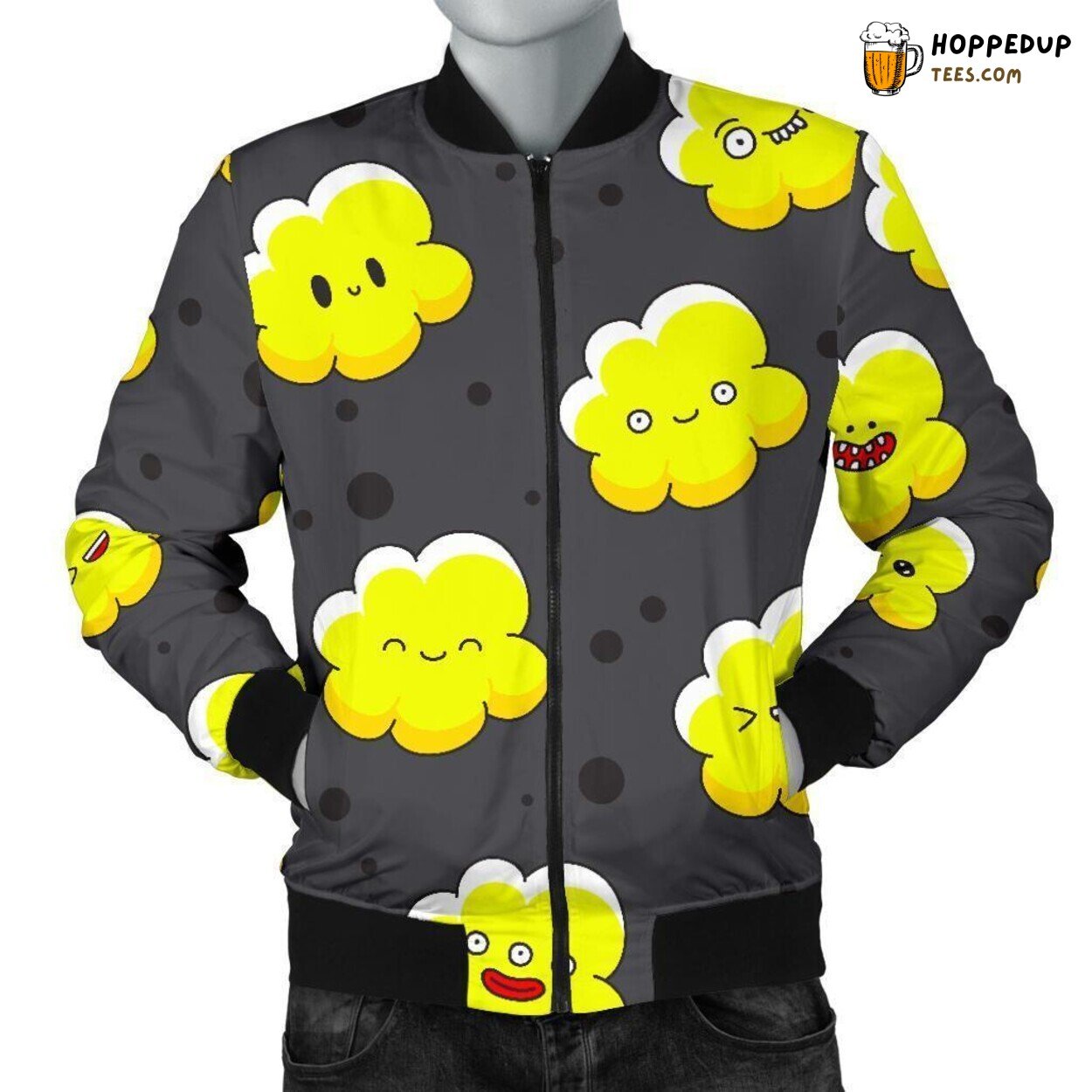 Cartoonish Popcorn Fun Display Men’s Bomber Jacket Whimsical Design Tribute