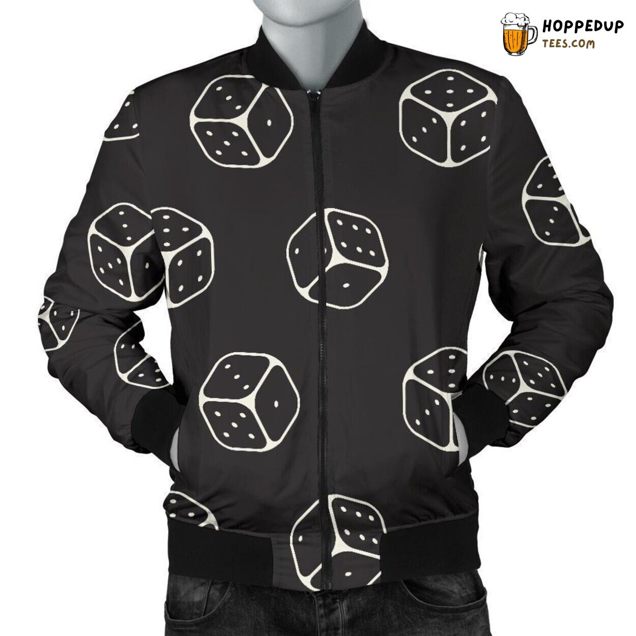 Casino Dice Display Men’s Bomber Jacket Unique Essence Pattern Tribute