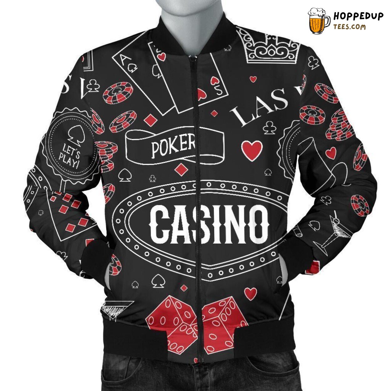 Casino Poker Table Tribute Men’s Bomber Jacket Unique Pattern Design Essence