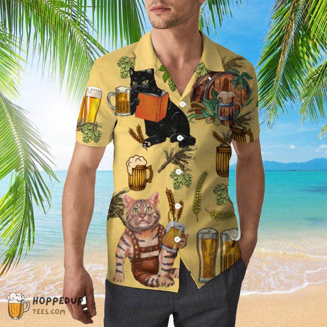 Cat And Beer Cool Hawaiian Shirts