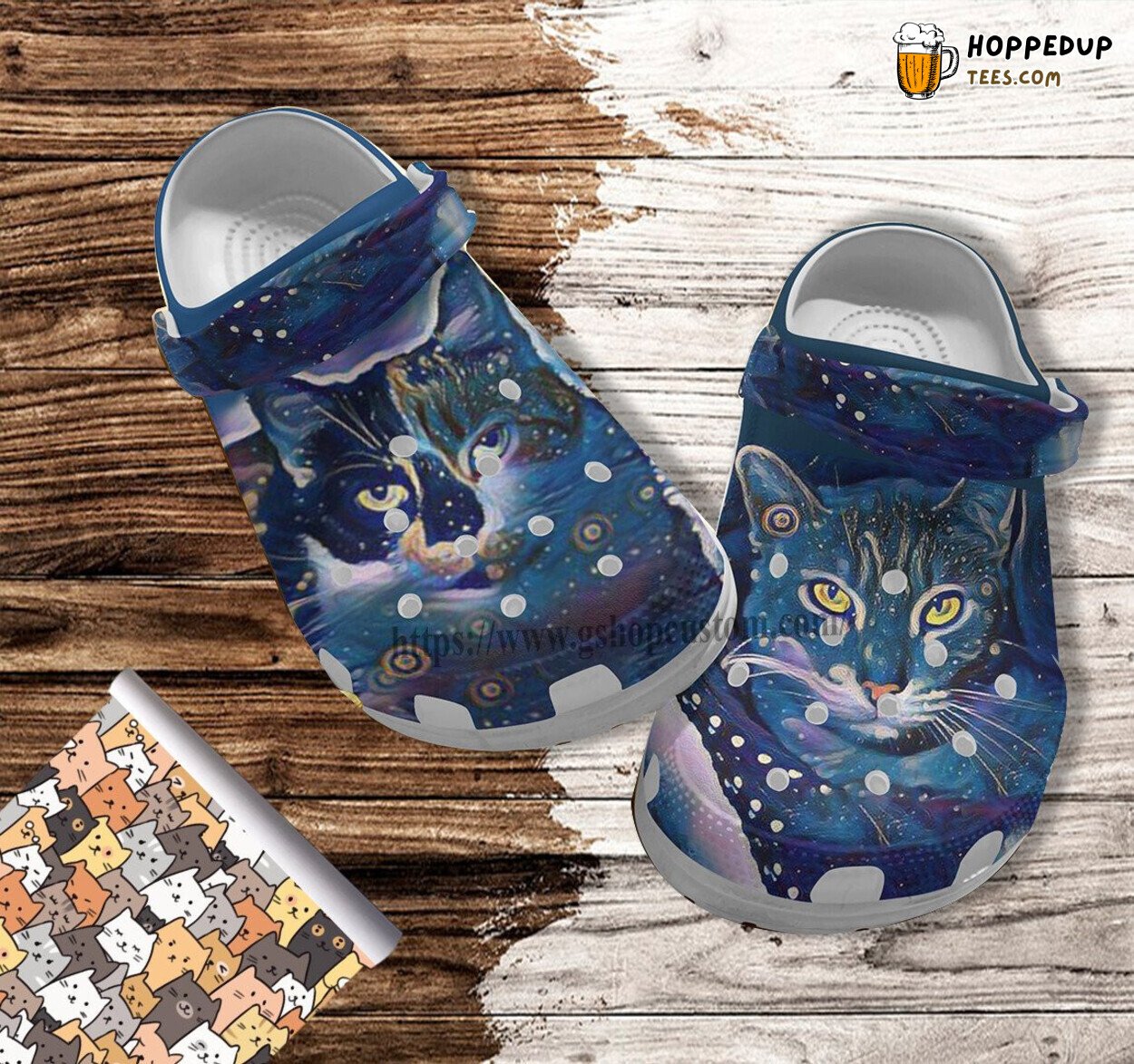 Cat Art Blue Croc Shoes Grandpa Best Cat Dad Lover Father Day Gift