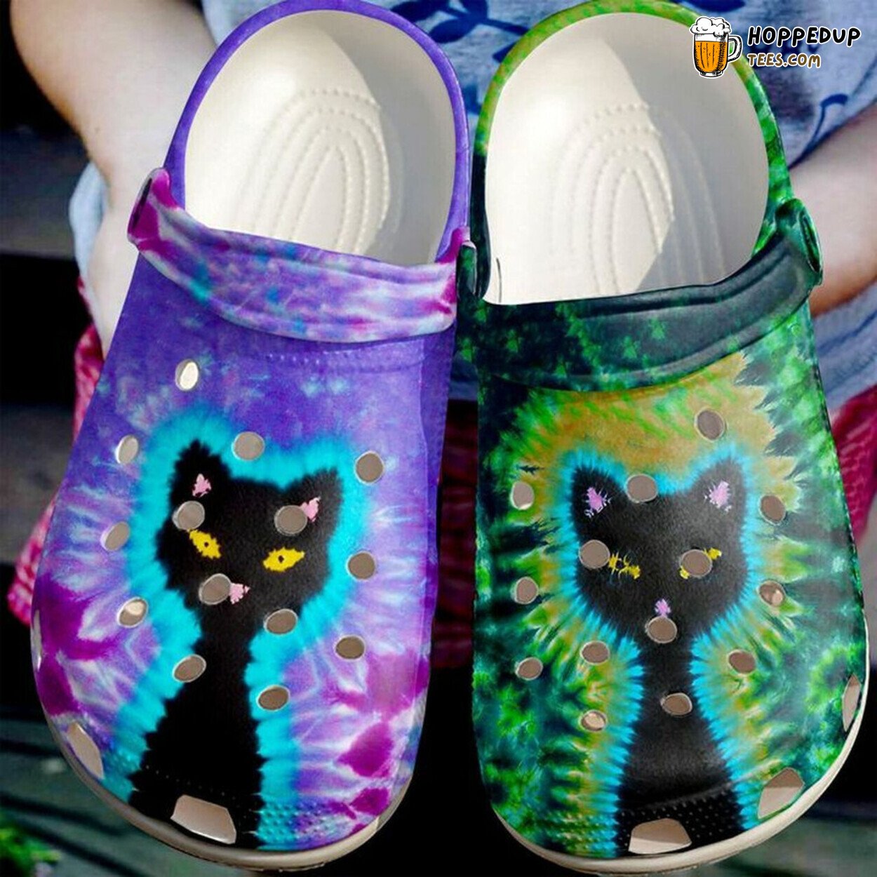 Cat Black And Colors Ombre Themed Gift Rubber Clog Shoes Comfy Footwear