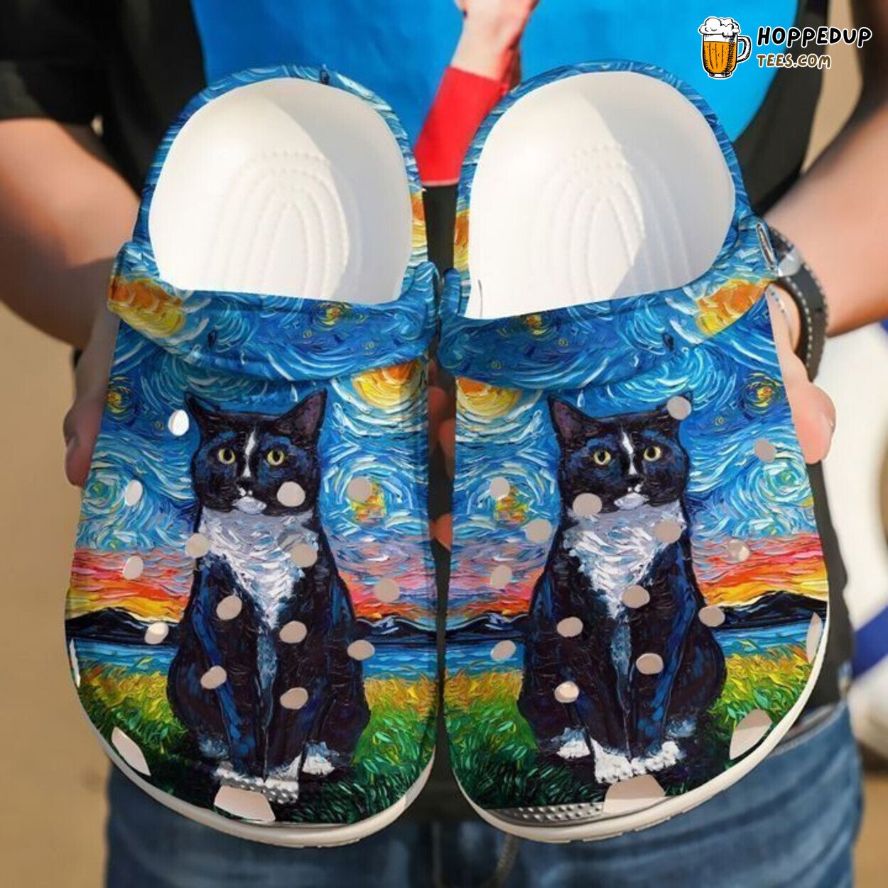 Cat Black Night Theme Classic Comfort Clogs Unique Feline Inspired Shoes