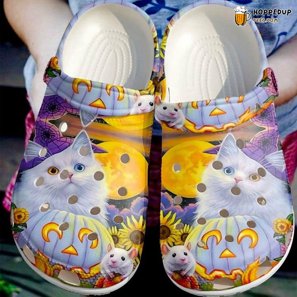 Cat Halloween Sun 102 Themed Rubber Clog Shoes Comfortable Gift