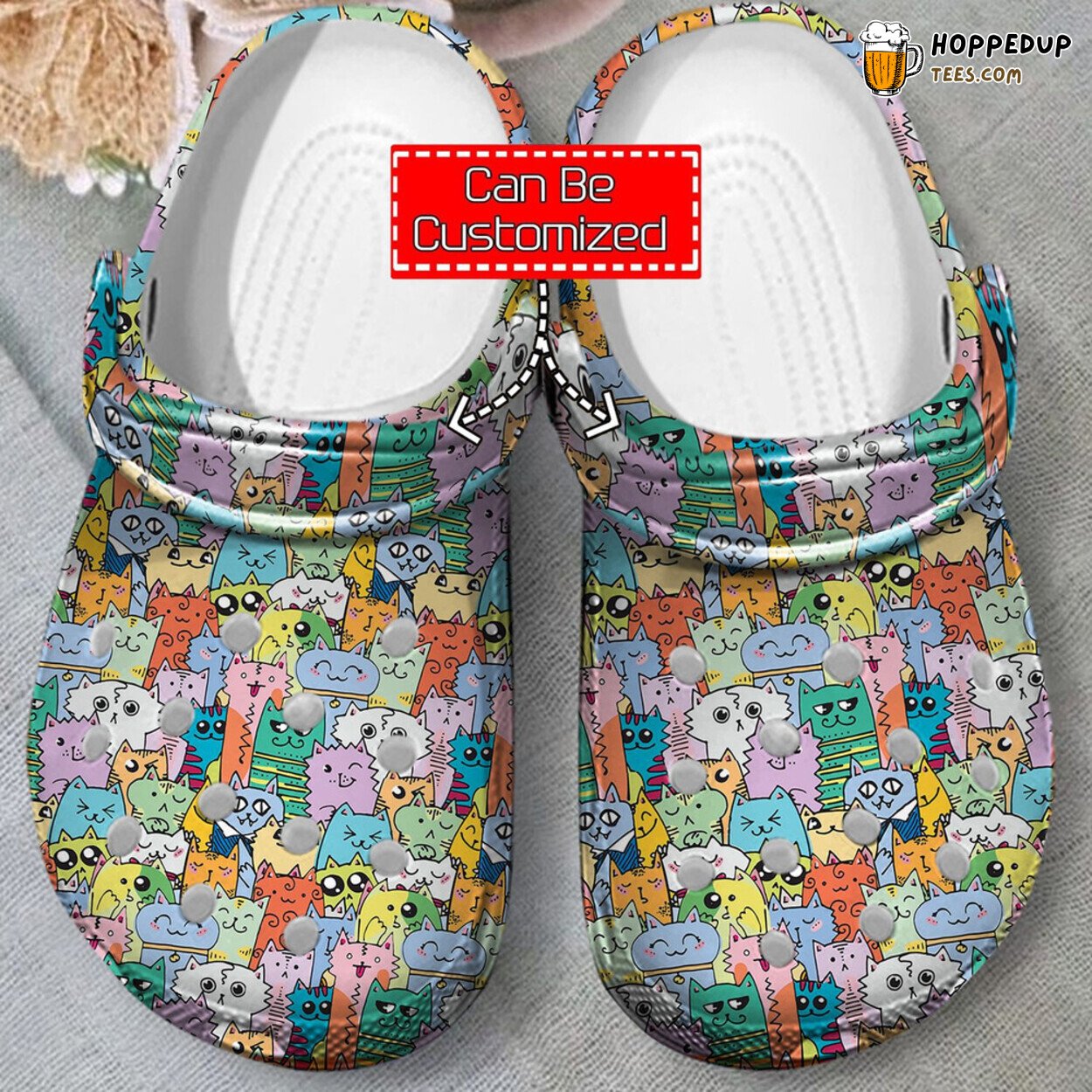 Cat Kawaii Doodle Cats Themed Comfortable Unique Design Clog Shoes