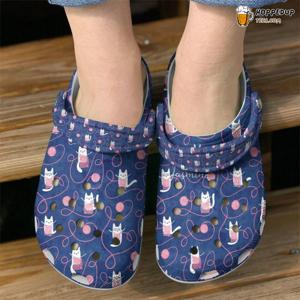 Cat Kitty Knitting Themed Classic Comfortable Unique Clogs Shoes