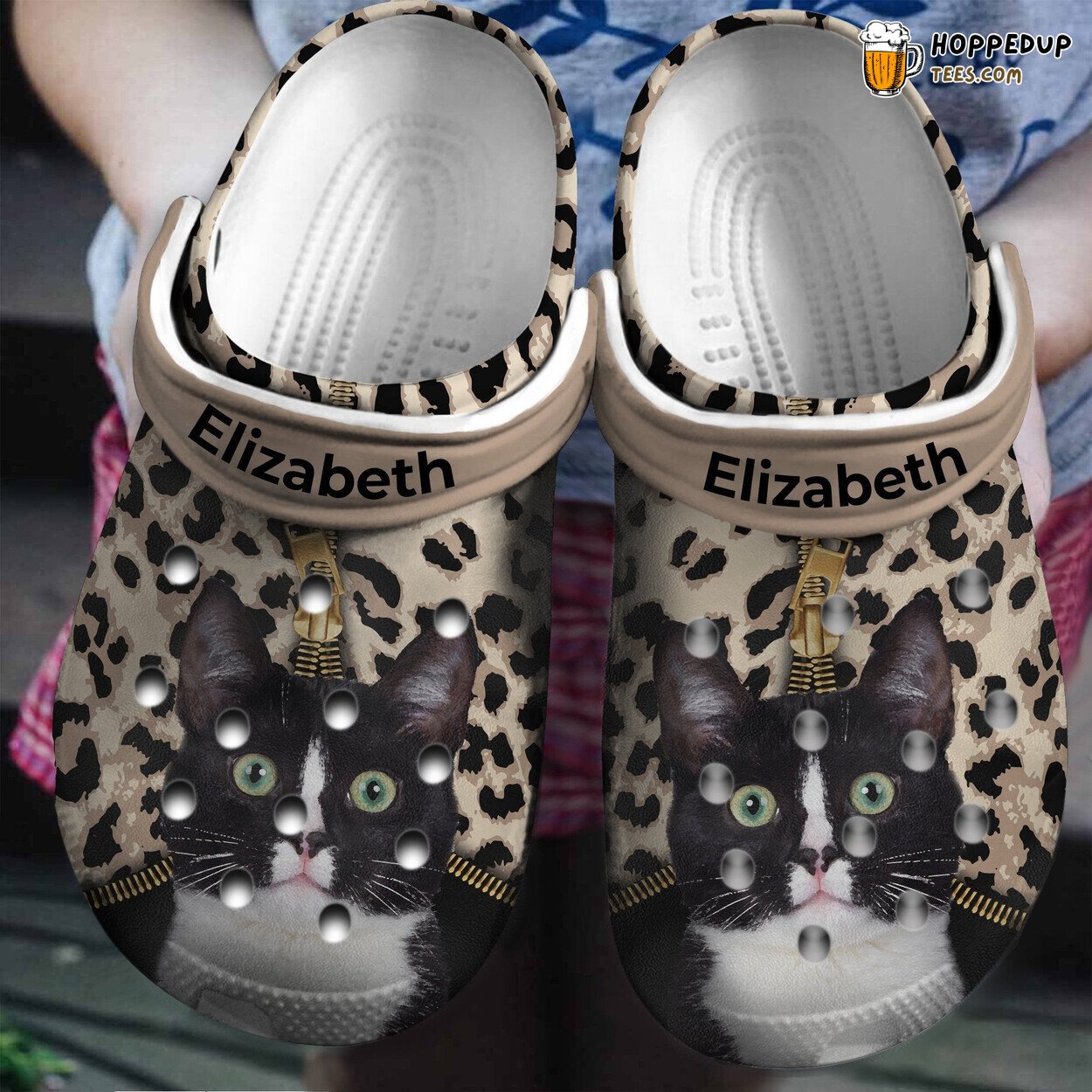 Cat Leopard Personalized Birthday Christmas Gift Comfortable Clogs