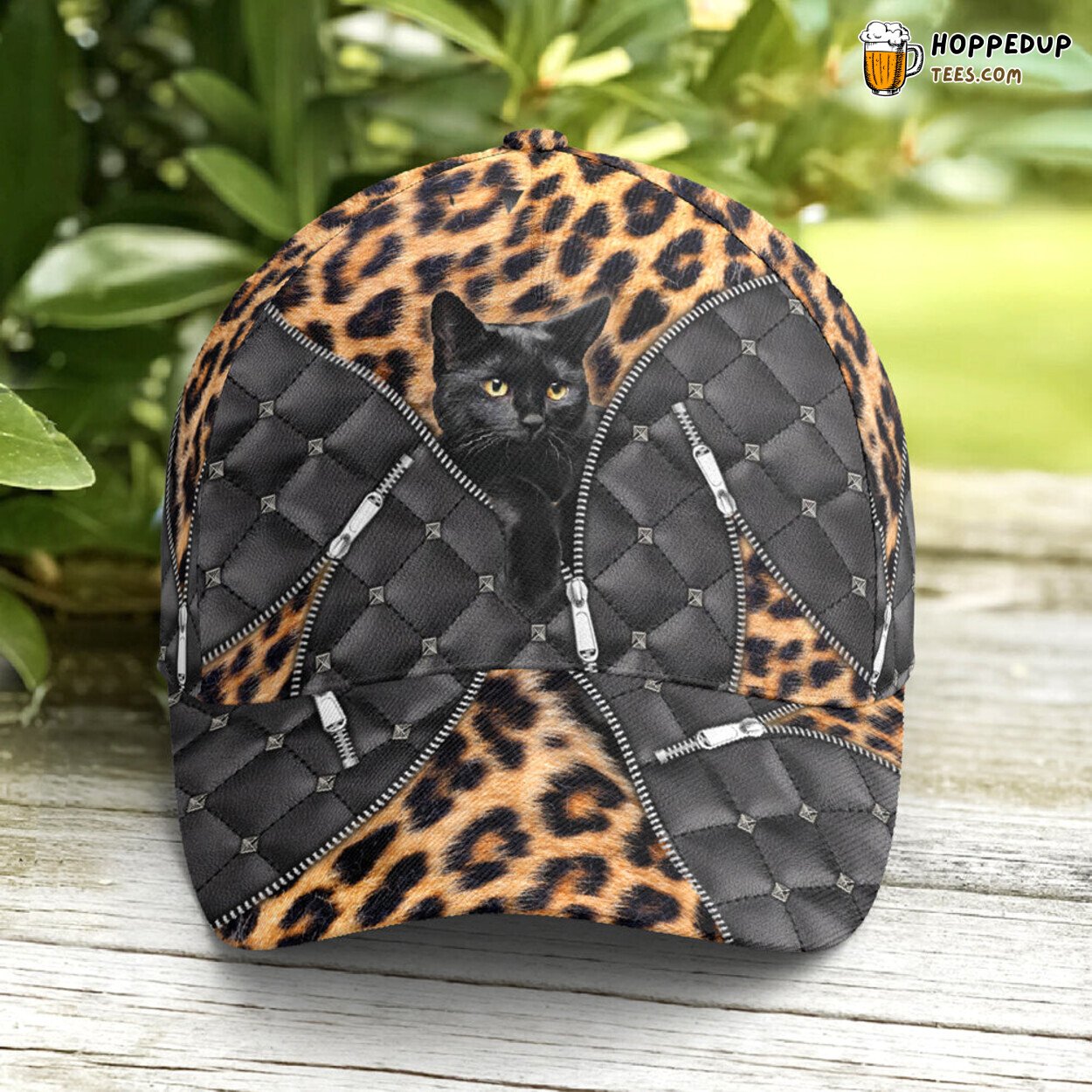 Cat Lovers Leopard Pattern Leather Unique Statement Design Baseball Cap