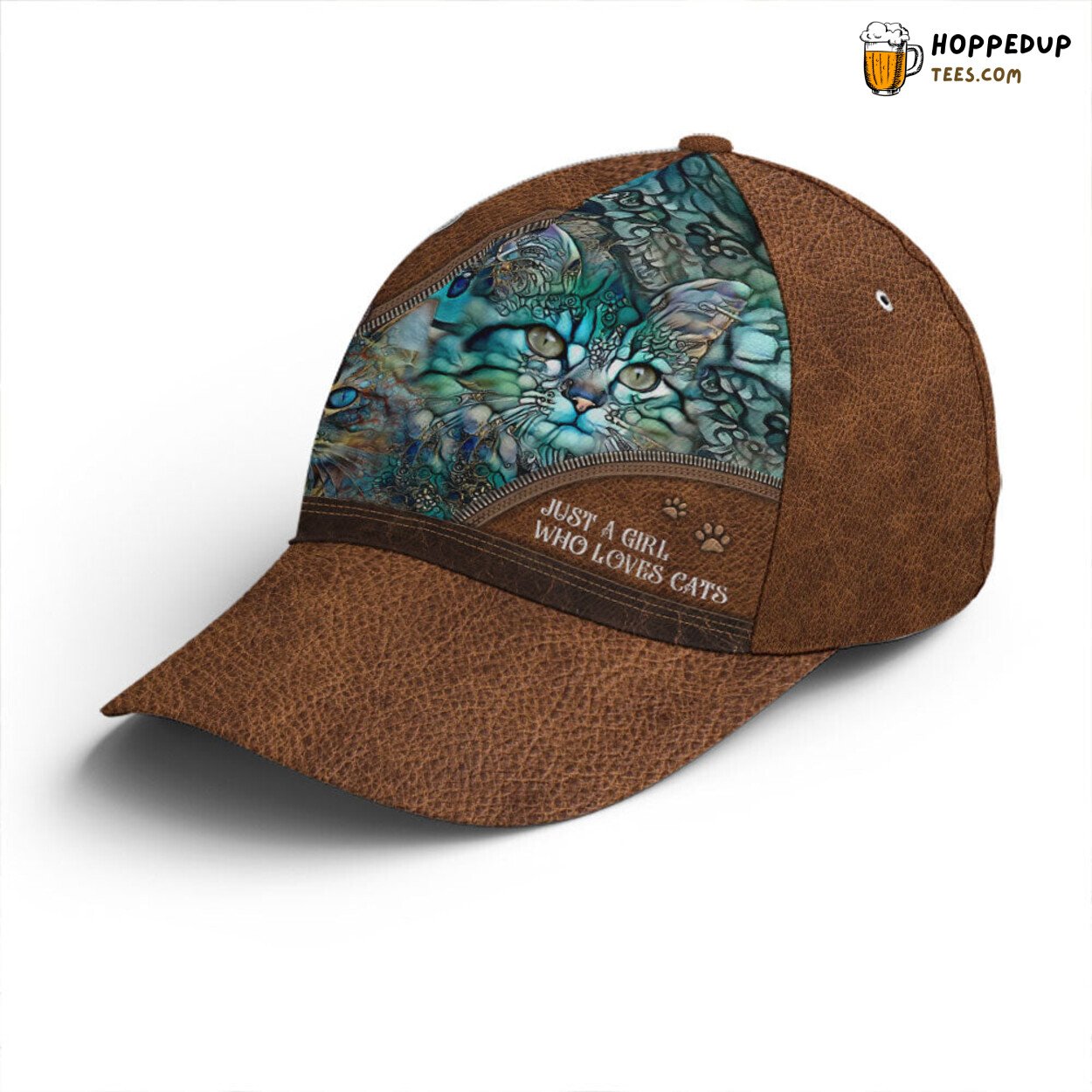 Cat Lovers Passion Girl Statement Leather Art Unique Baseball Cap