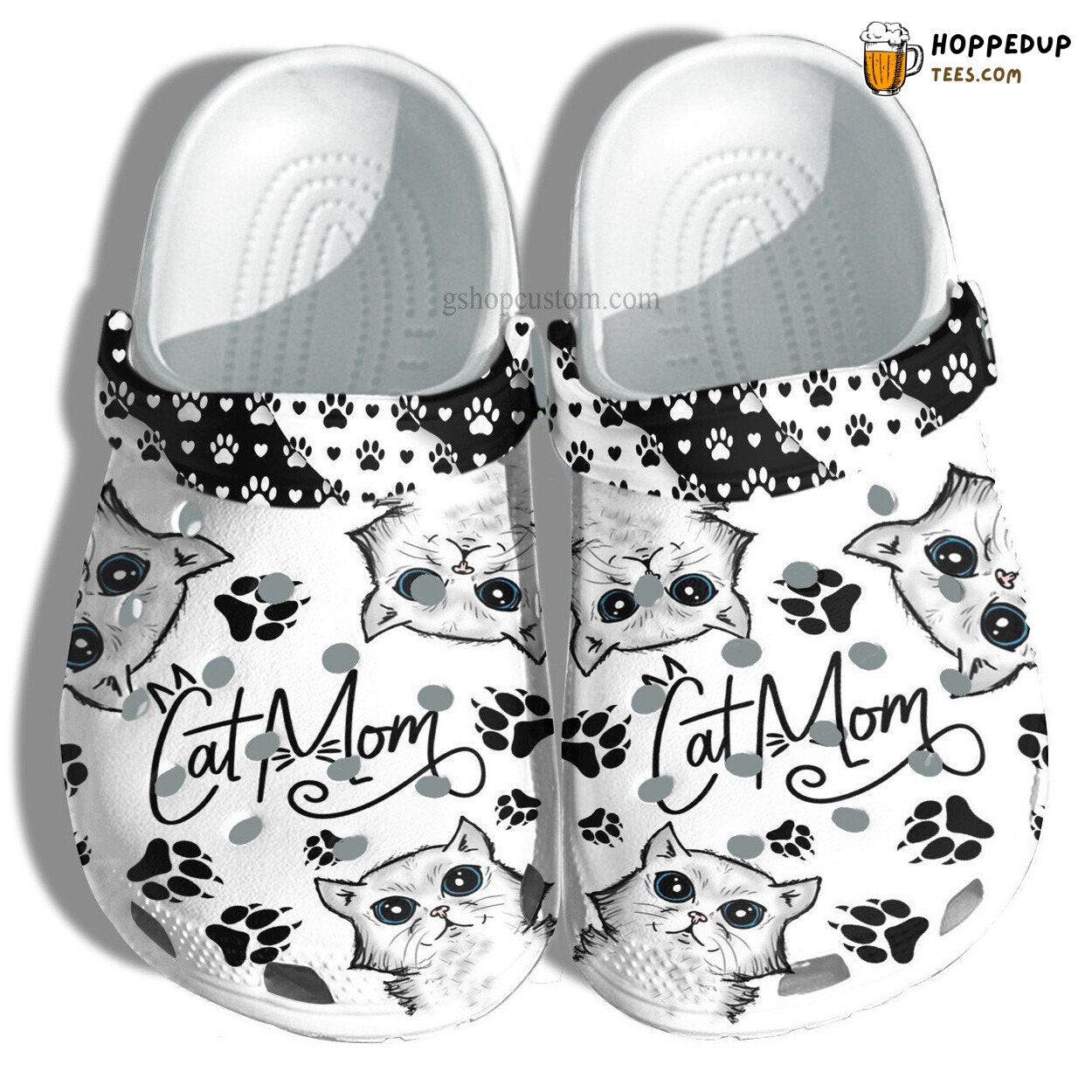 Cat Mom Black White Mother Day Gift Cat Lover Women Clogs