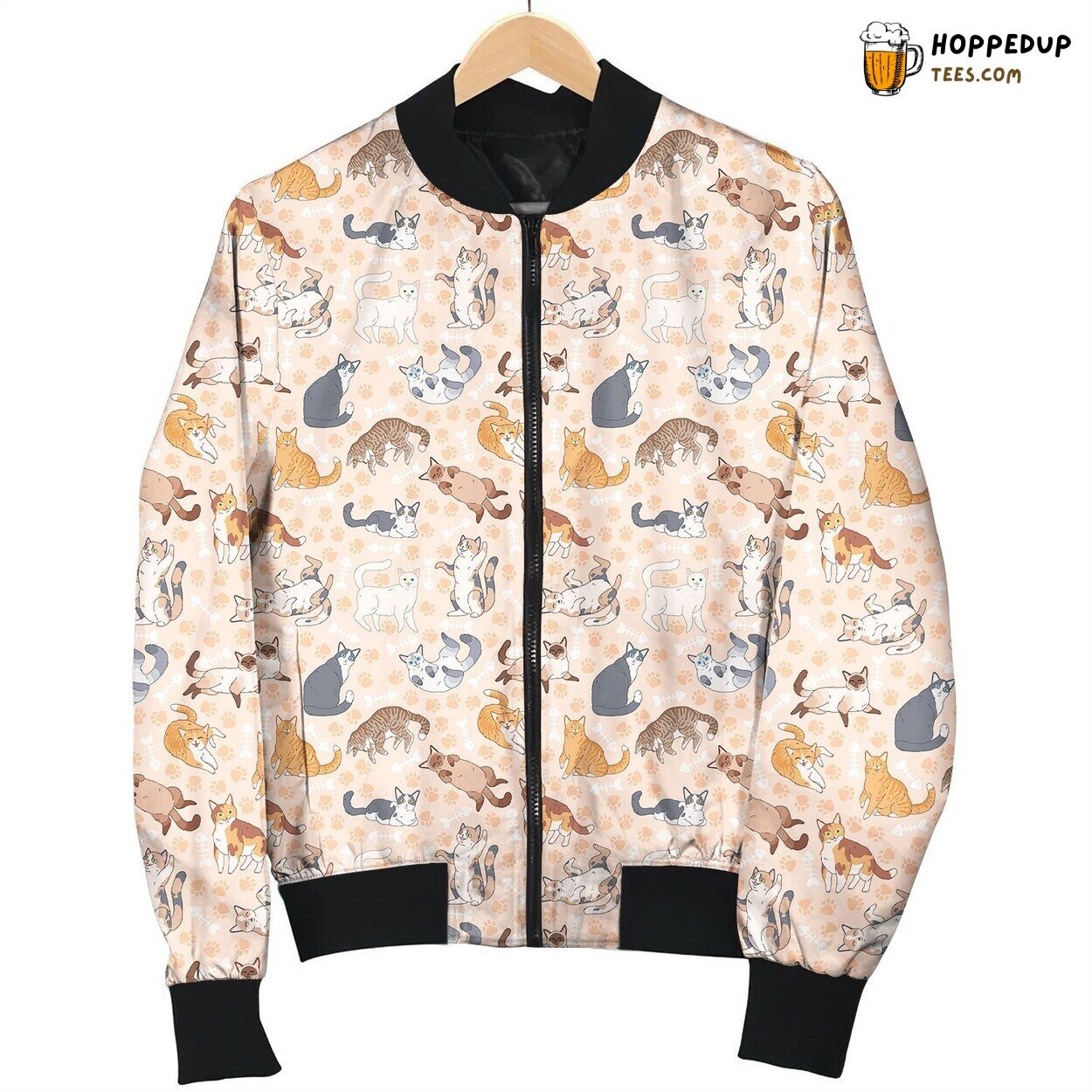 Cat Naughty Theme Bomber Jacket Winter Mischief Meets Feline Fashion