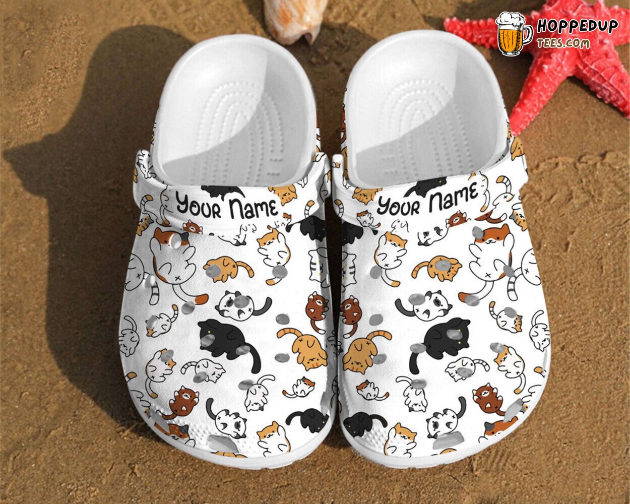 Cat Pattern Lover Gift Classic Water Rubber Comfortable Unique Clogs