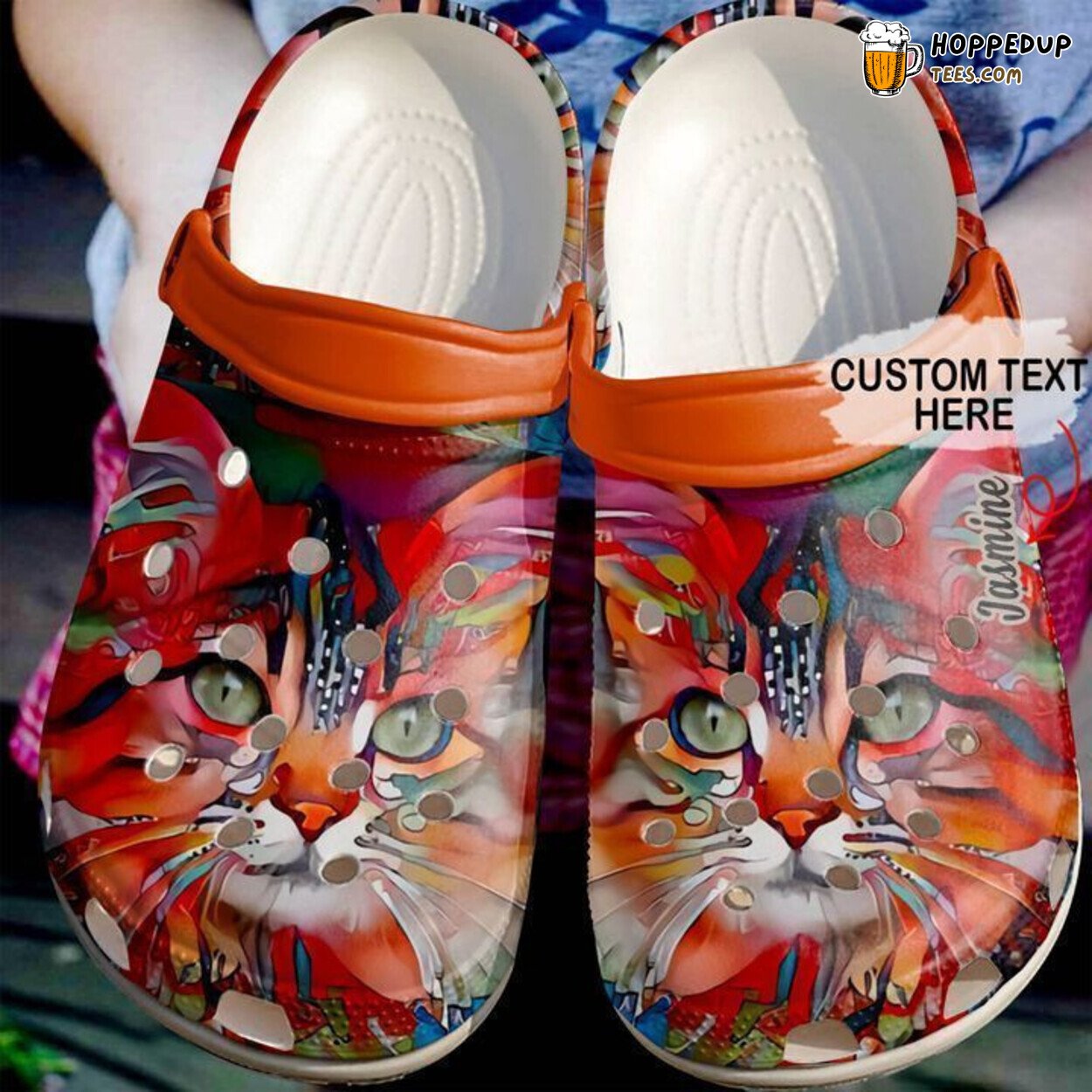 Cat Personalized Orange Cool Design Classic Comfortable Clogs Shoes