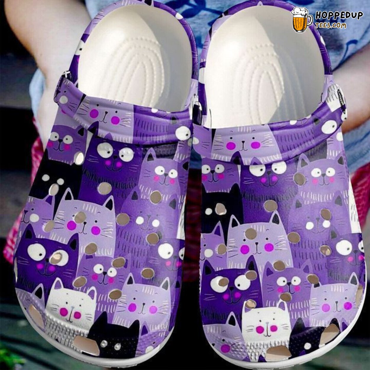 Cat Purple Classic Themed Comfortable Unique Clogs Shoes Design