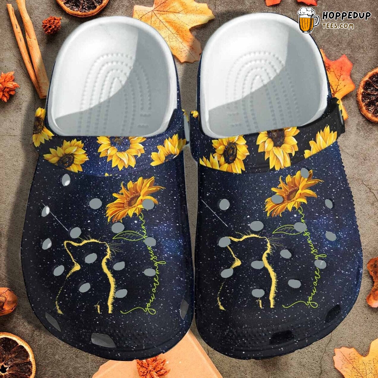 Cat Sunflower You Are My Sunshine Themed Gift Clog Shoes