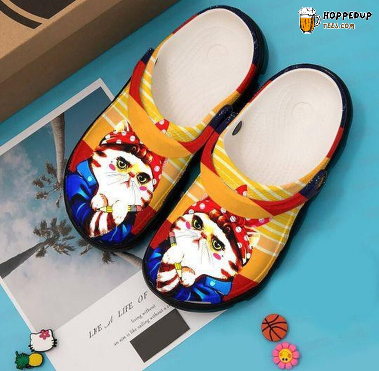 Cat Teacher Themed Rubber Clog Shoes Comfy Educational Gift Idea