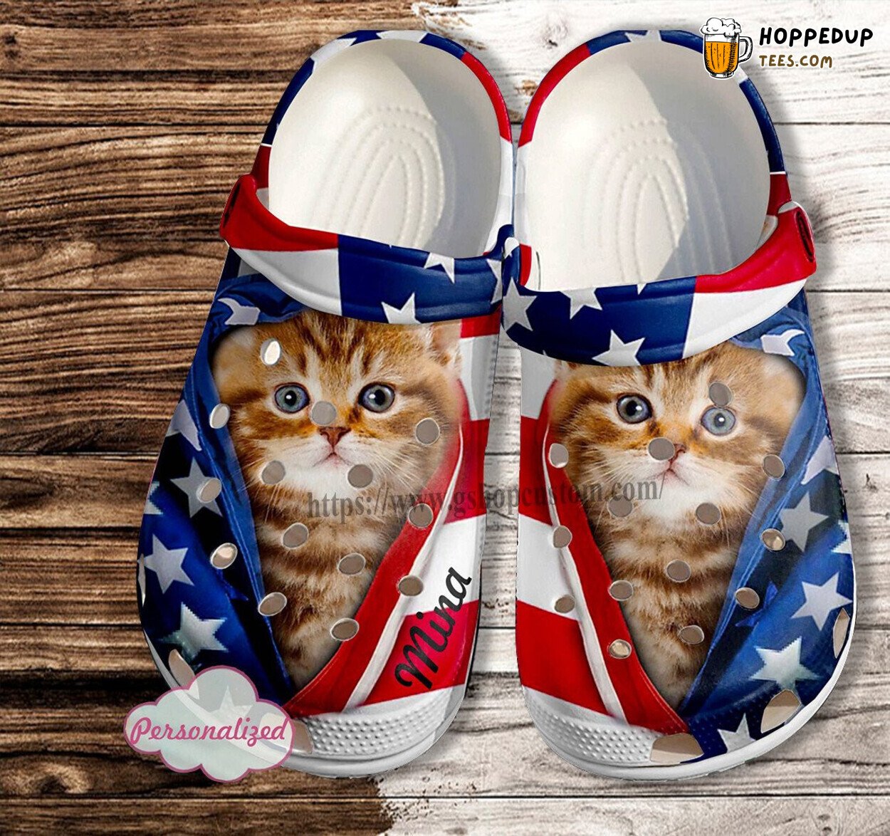 Cat USA Flag Women Mother Day 4th July Customized Clog Shoes