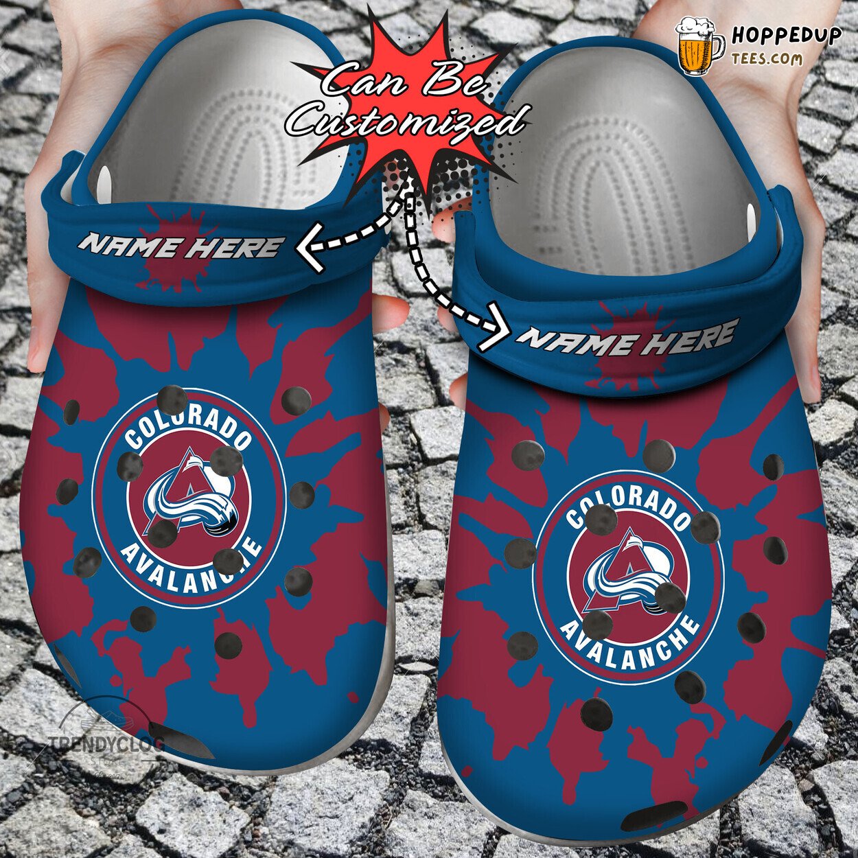 CAvalanche Hockey Color Splash Personalized Clog Shoes