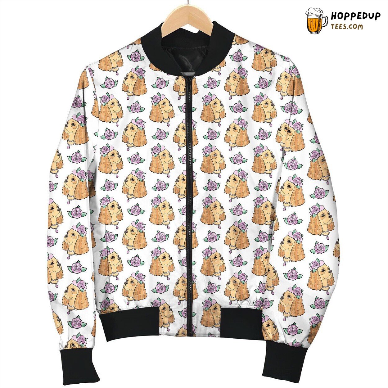 Cavalier King And Purple Rose Bomber Jacket
