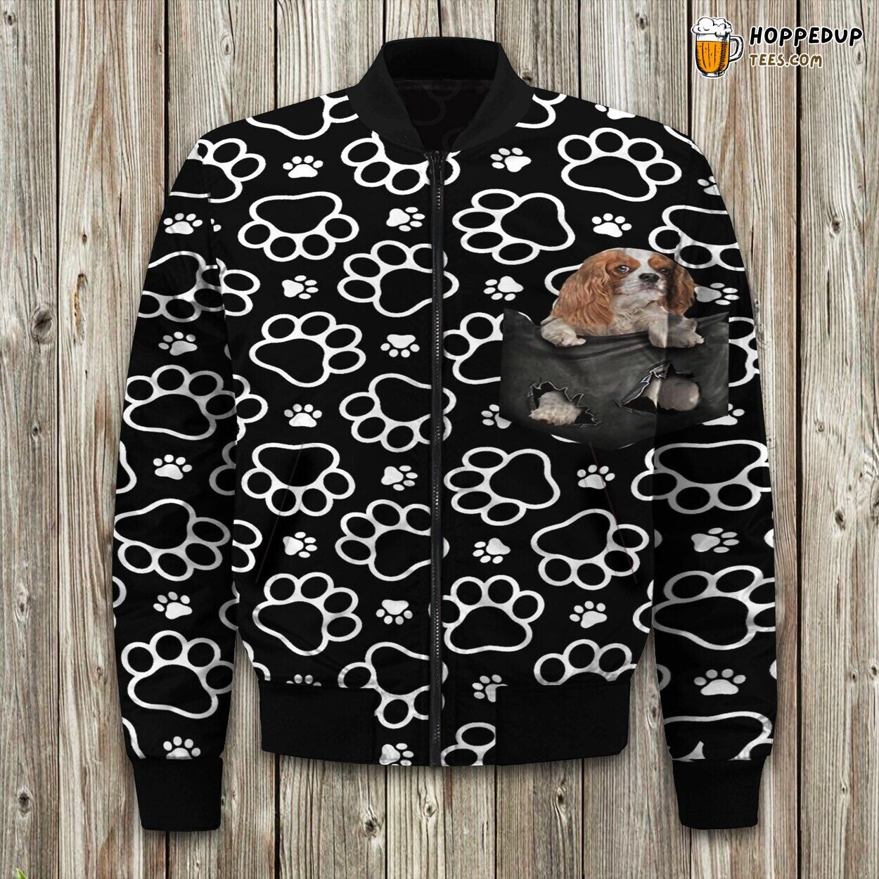 Cavalier King Charles Spaniel Black Bomber Jacket