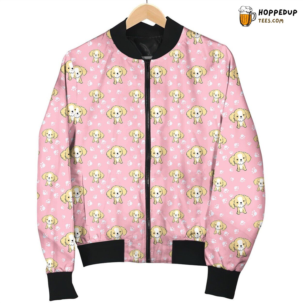 Cavalier King Paw Pink Bomber Jacket