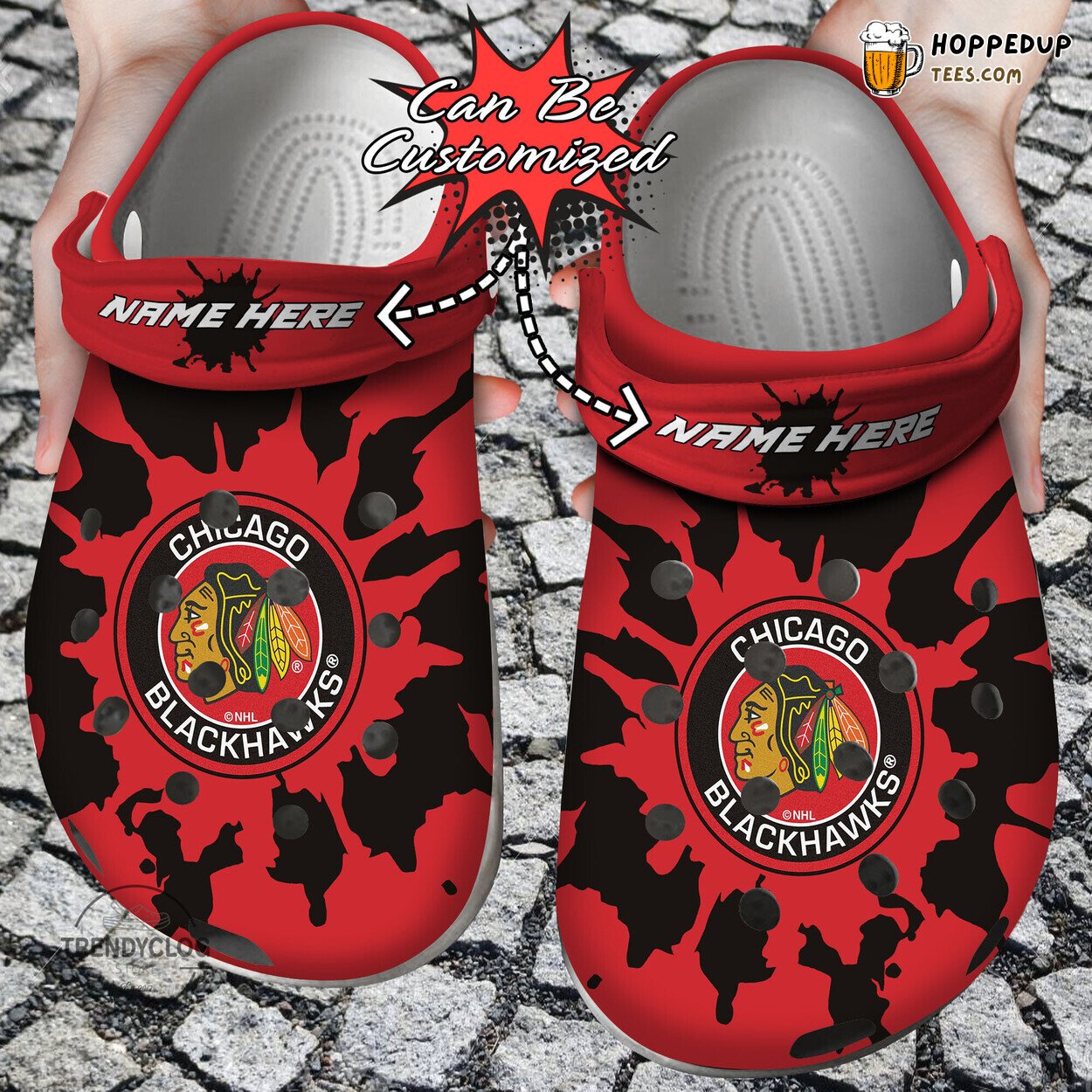 CBlackhawks Color Splash Personalized Hockey Clog Shoes Stylish