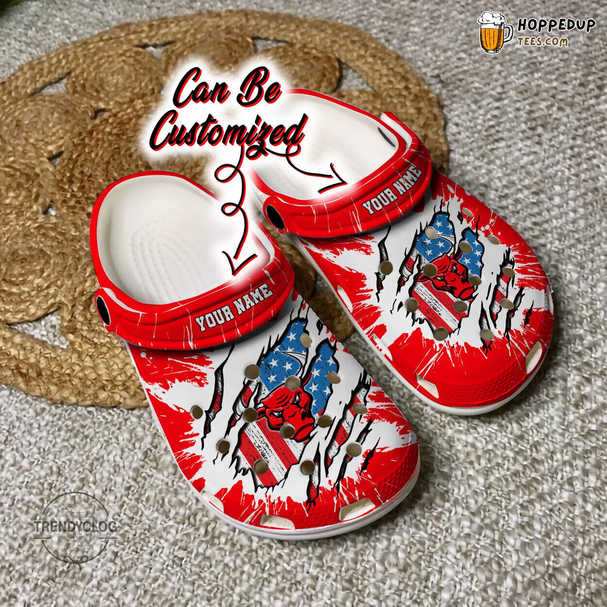 CBulls Basketball Ripped American Flag Personalized Clog Shoes
