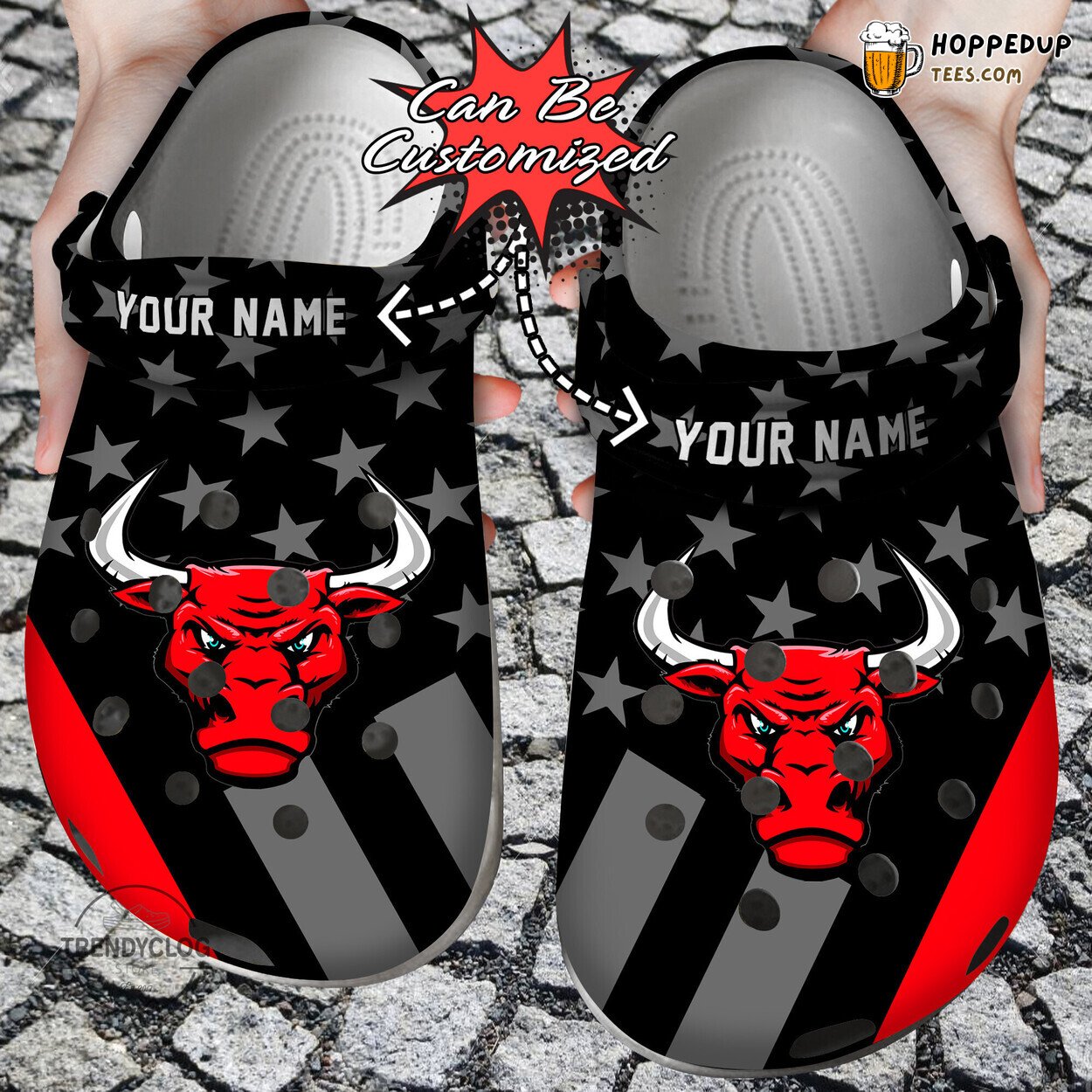 CBulls Basketball Star Flag Personalized Stylish Clog Shoes