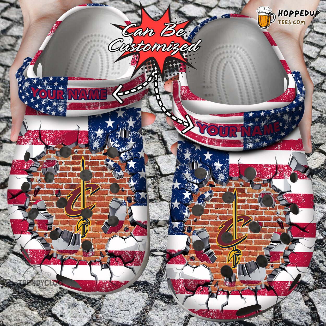 CCavaliers Basketball American Flag Wall Art Clog Shoes