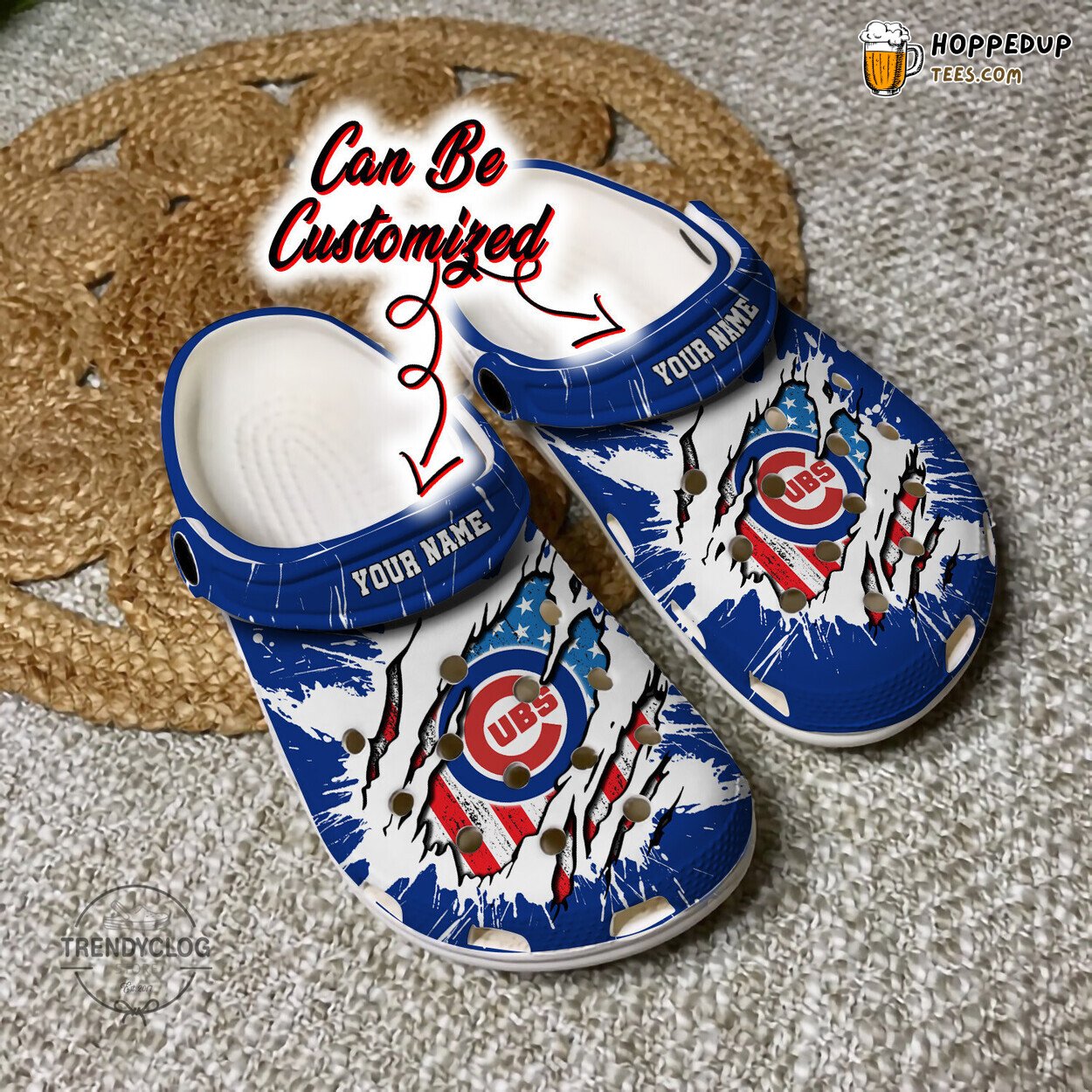 CCubs Baseball Personalized Ripped American Flag Clog Shoes Cool
