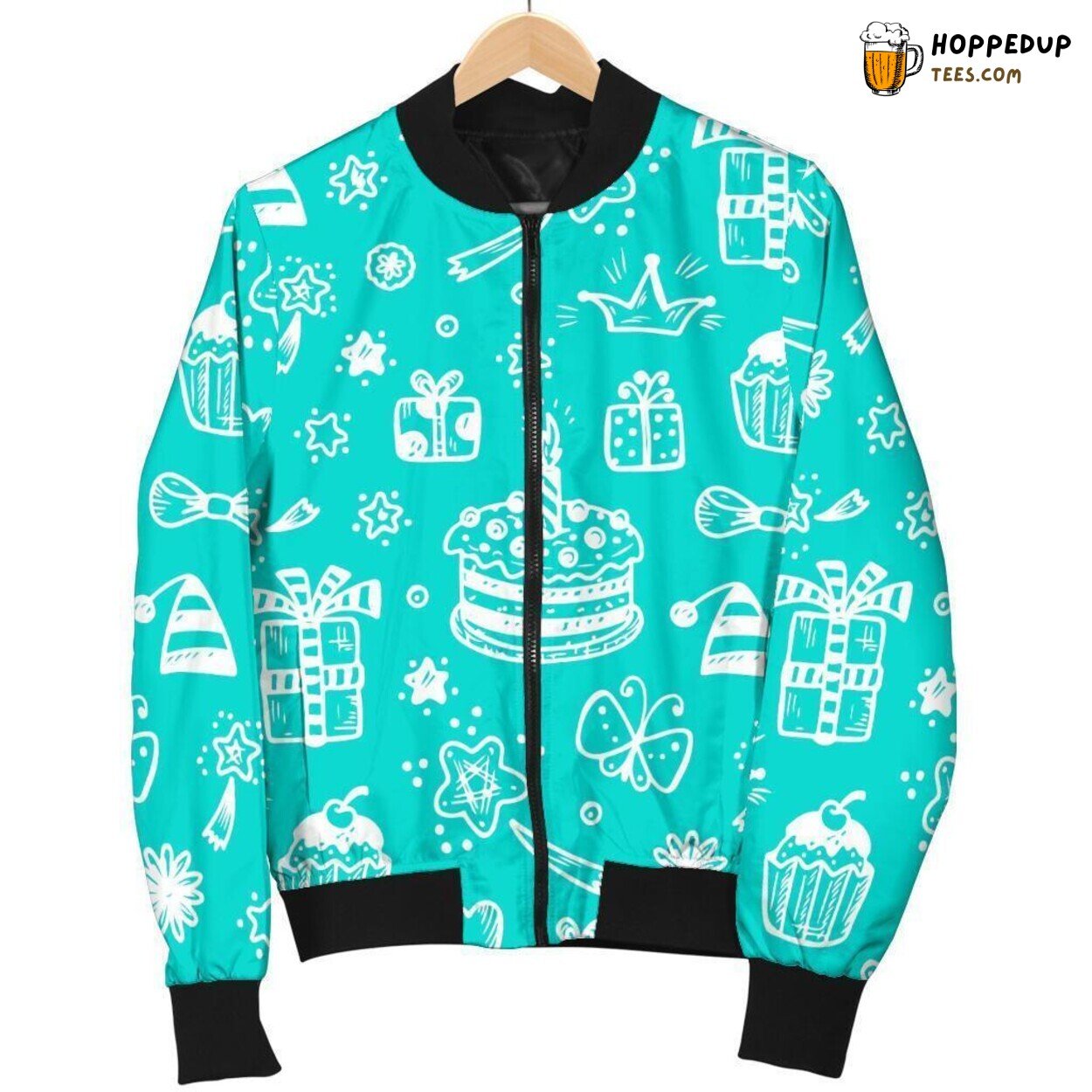 Celebratory Happy Birthday Men’s Bomber Jacket Unique Pattern Display Art