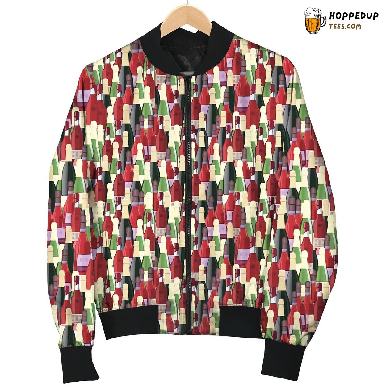Celebratory Wine Bottles Imprinted Winter Bomber Jacket Artwork