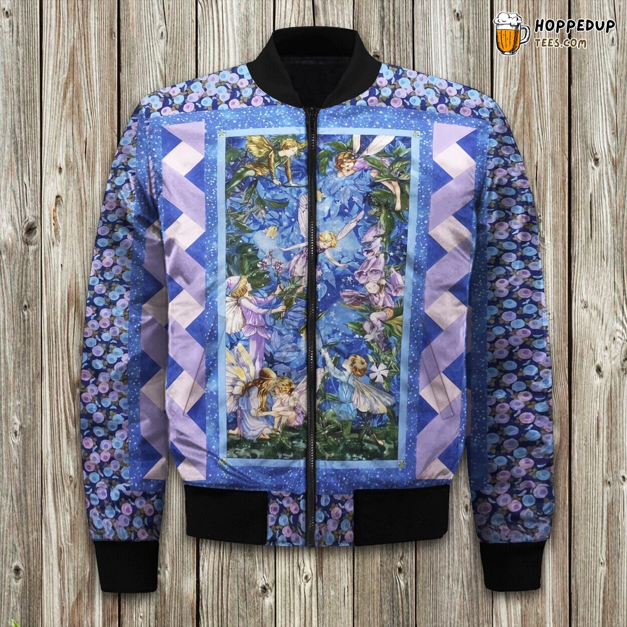 Celestial Angel Design Winter Bomber Jacket Divine Elegance Touch